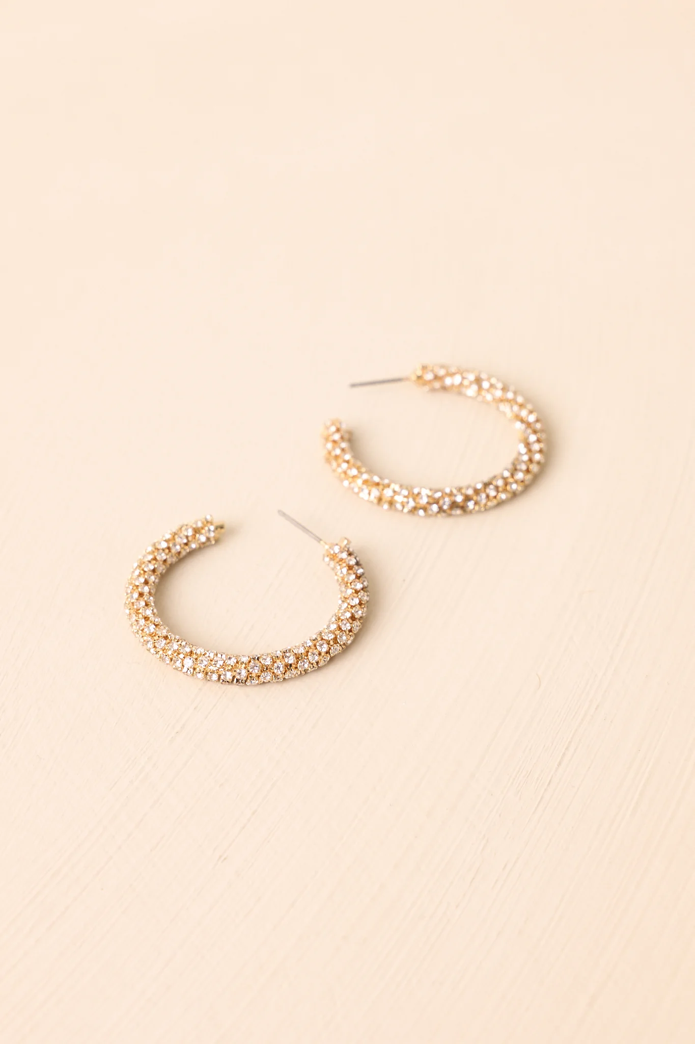 Been A Long Time Coming Gold Rhinestone Hoop Earrings