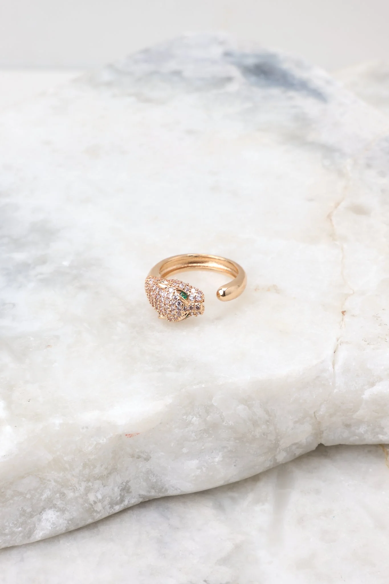 Just A Bite Gold Rhinestone Ring