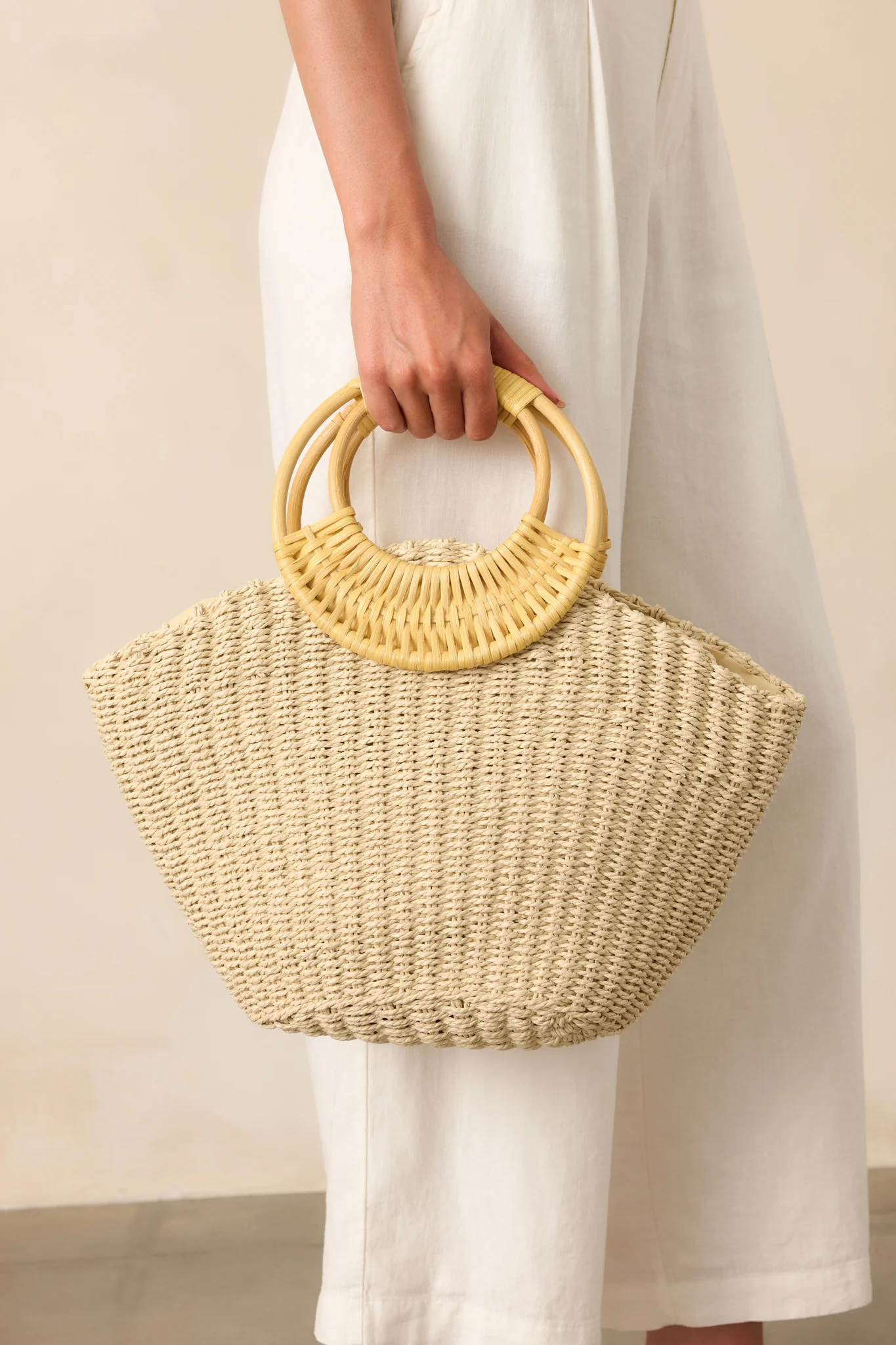 The Calm Of The Coast Ivory Raffia Woven Handbag