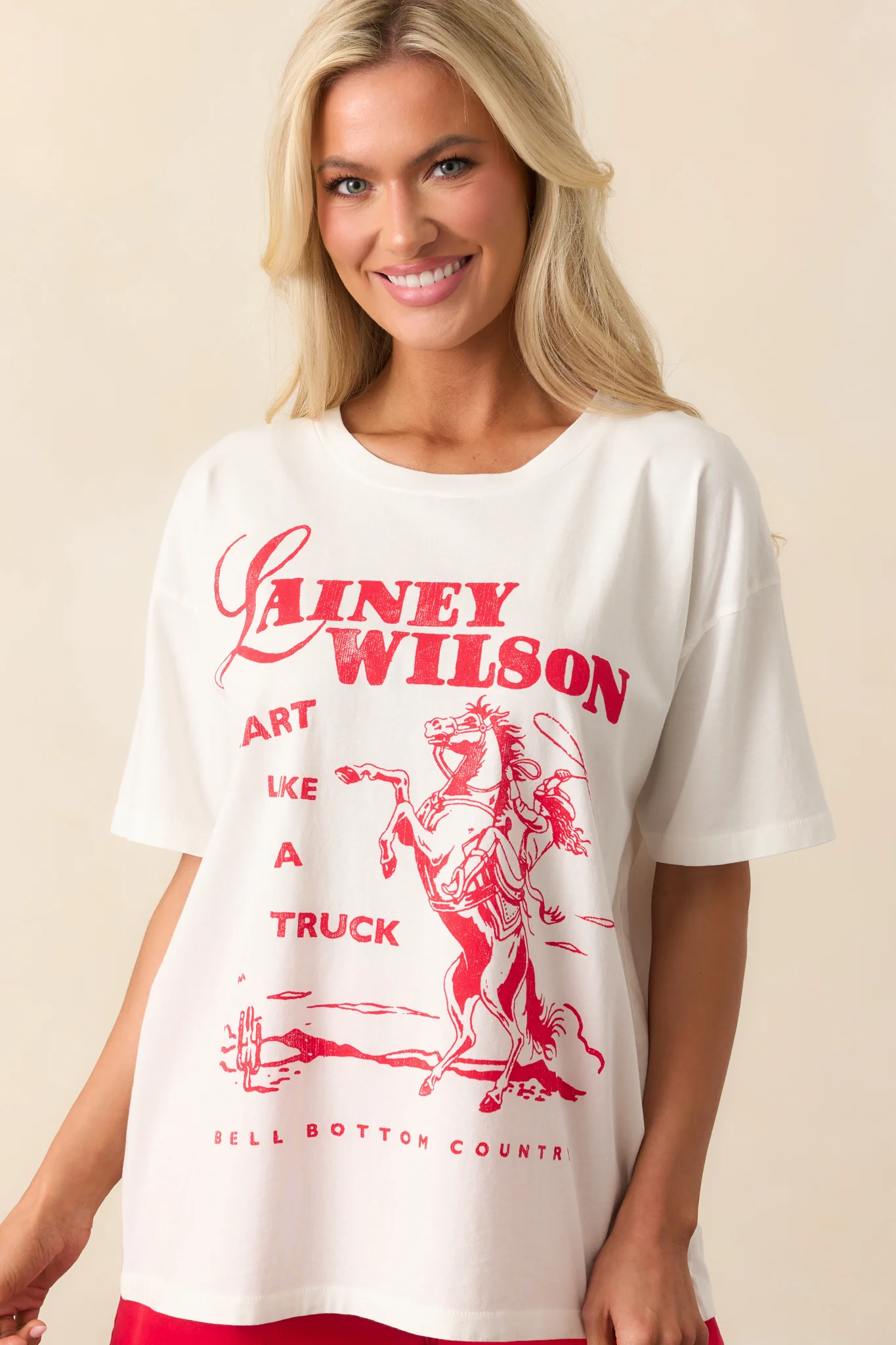 Lainey Wilson Vintage White Bell Bottom Country Merch Tee