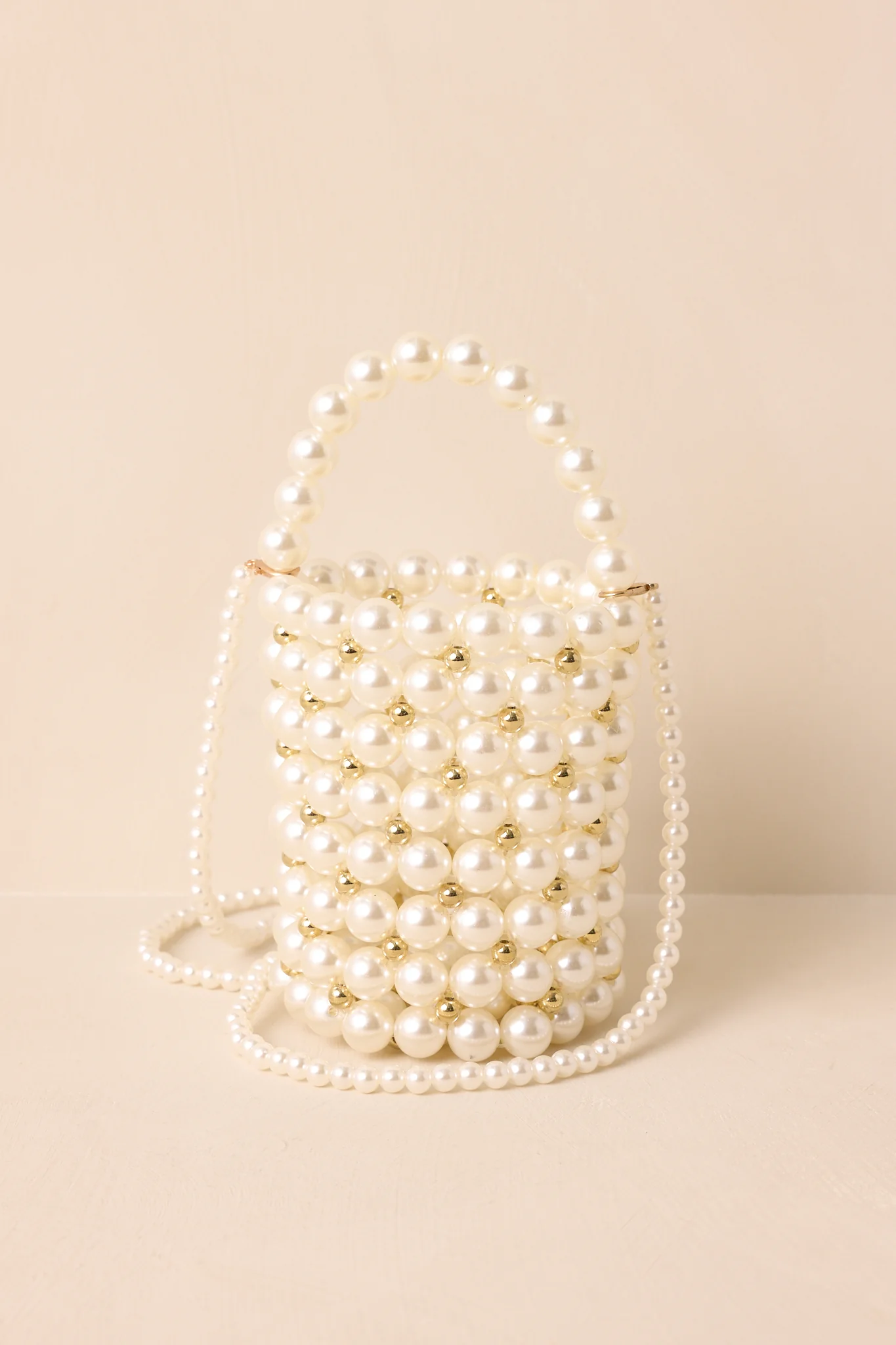 So Chic Ivory Faux Pearl Beaded Handbag