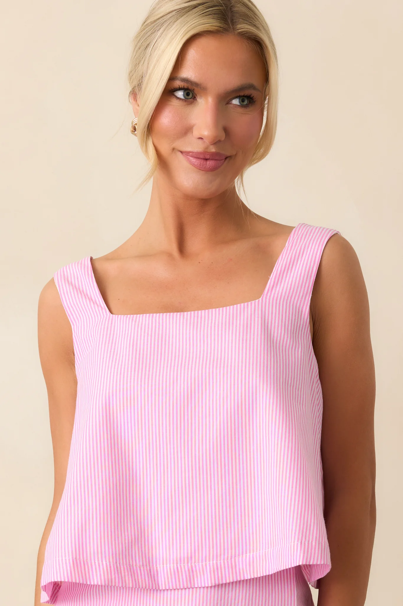 Pink Stripe Cotton Crop Top