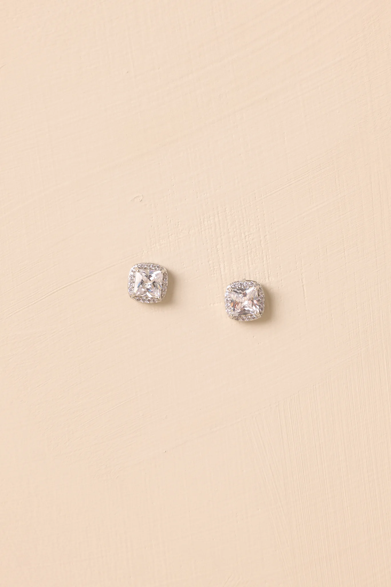 Loved Every Minute Silver Square Rhinestone Stud Earrings
