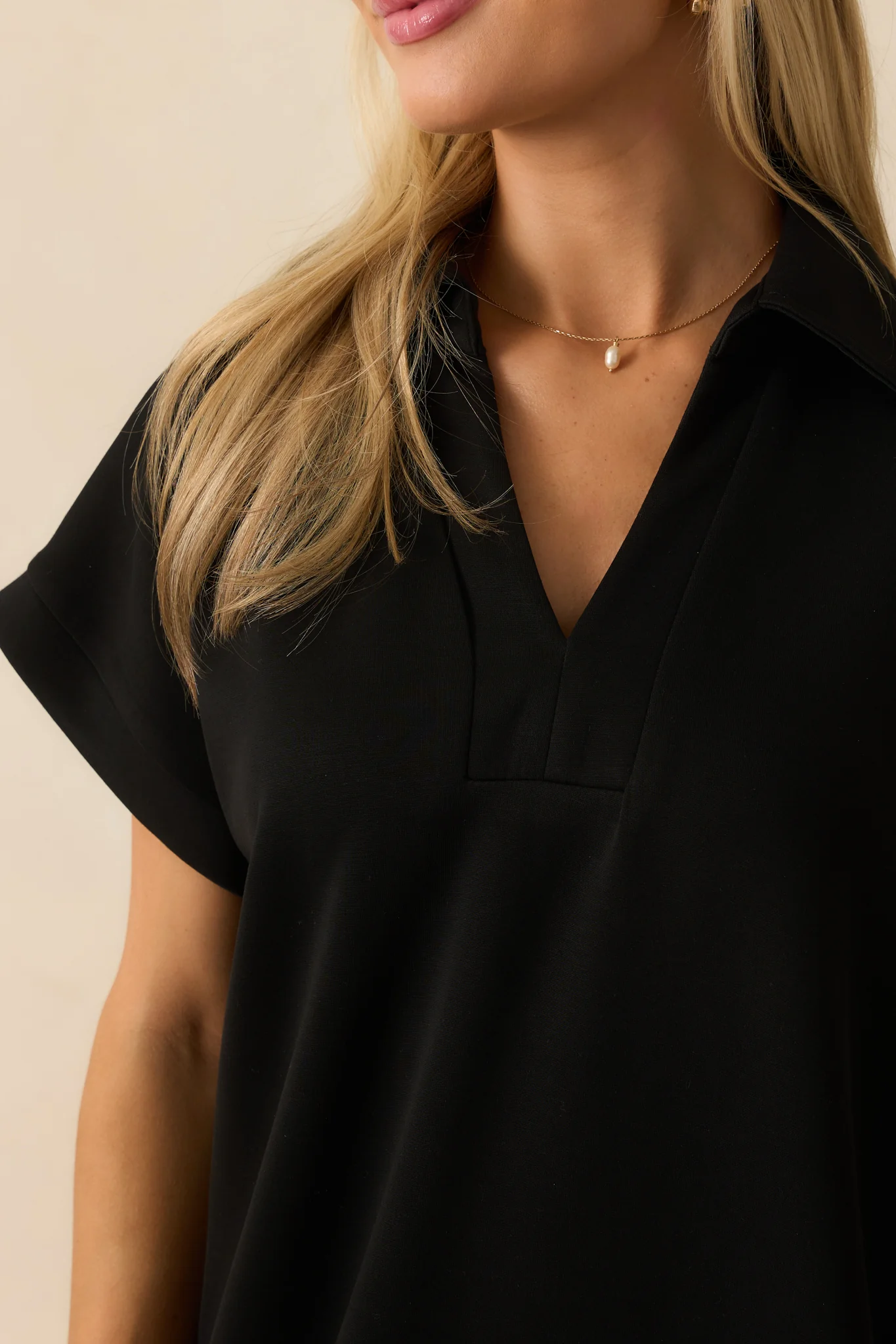 Made The Right Call Black Collared Midi T-Shirt Dress