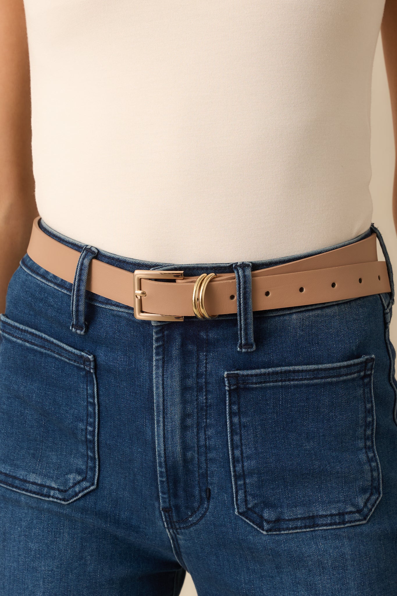 Thought You’d Notice Beige Faux Leather Belt