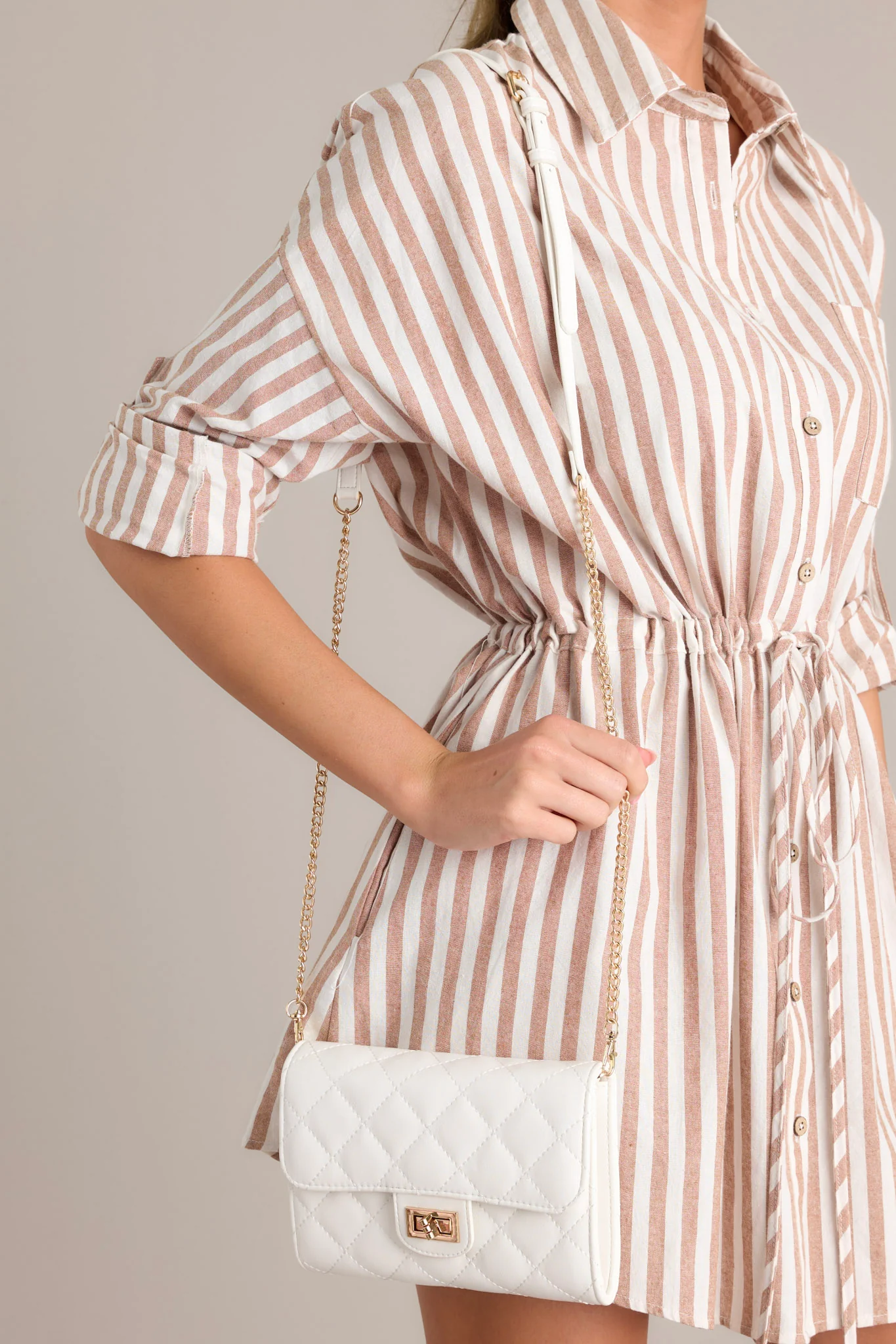 Refined Grace White Quilted Handbag