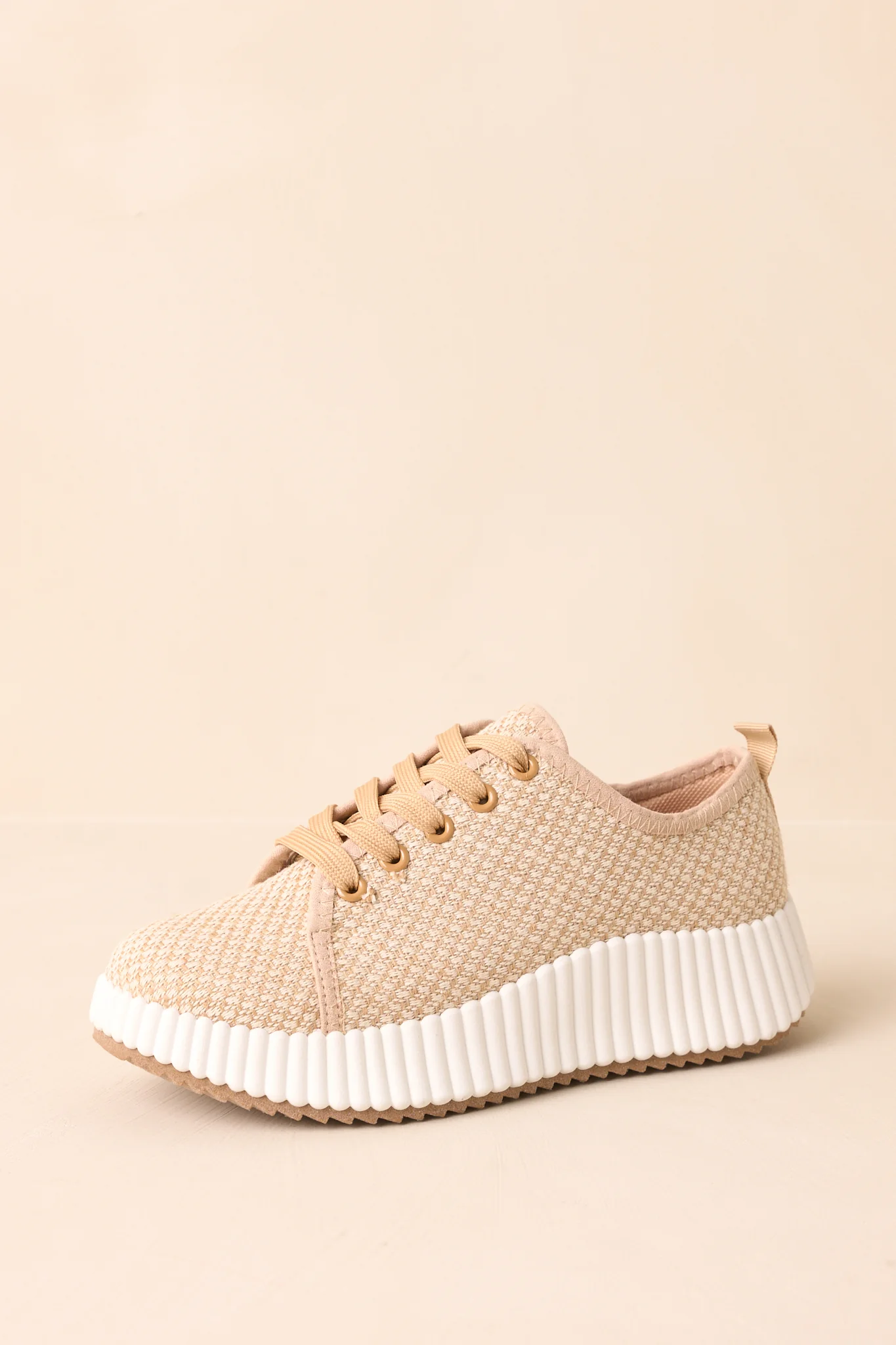 Life In The Fast Lane Tan Woven Platform Sneakers