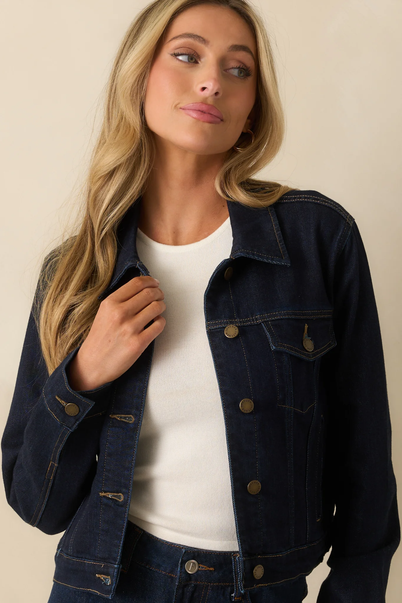 Dark Wash Denim Cropped Jacket