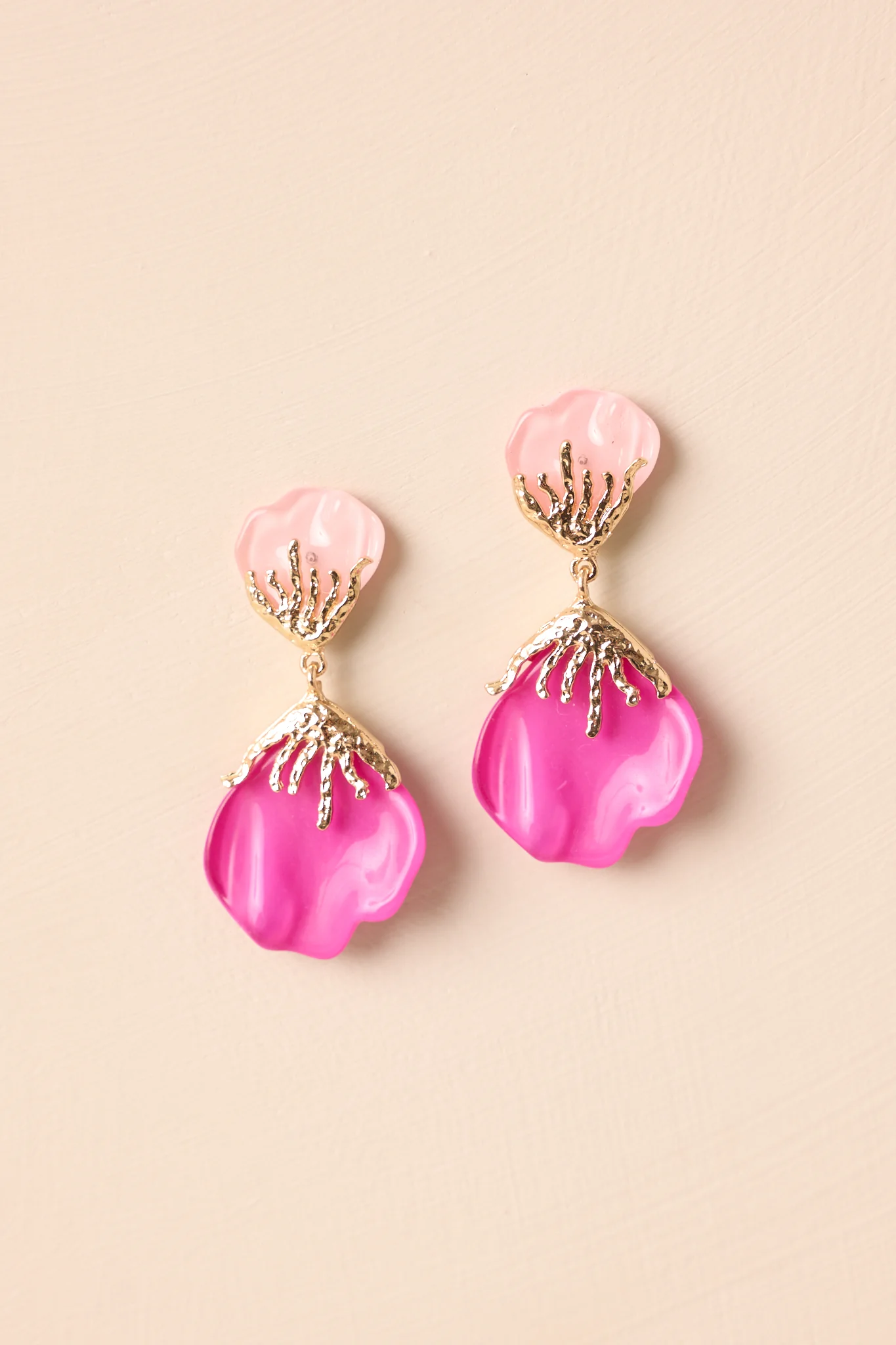 Wildflower Muse Fuchsia Pink Flower Petal Drop Earrings