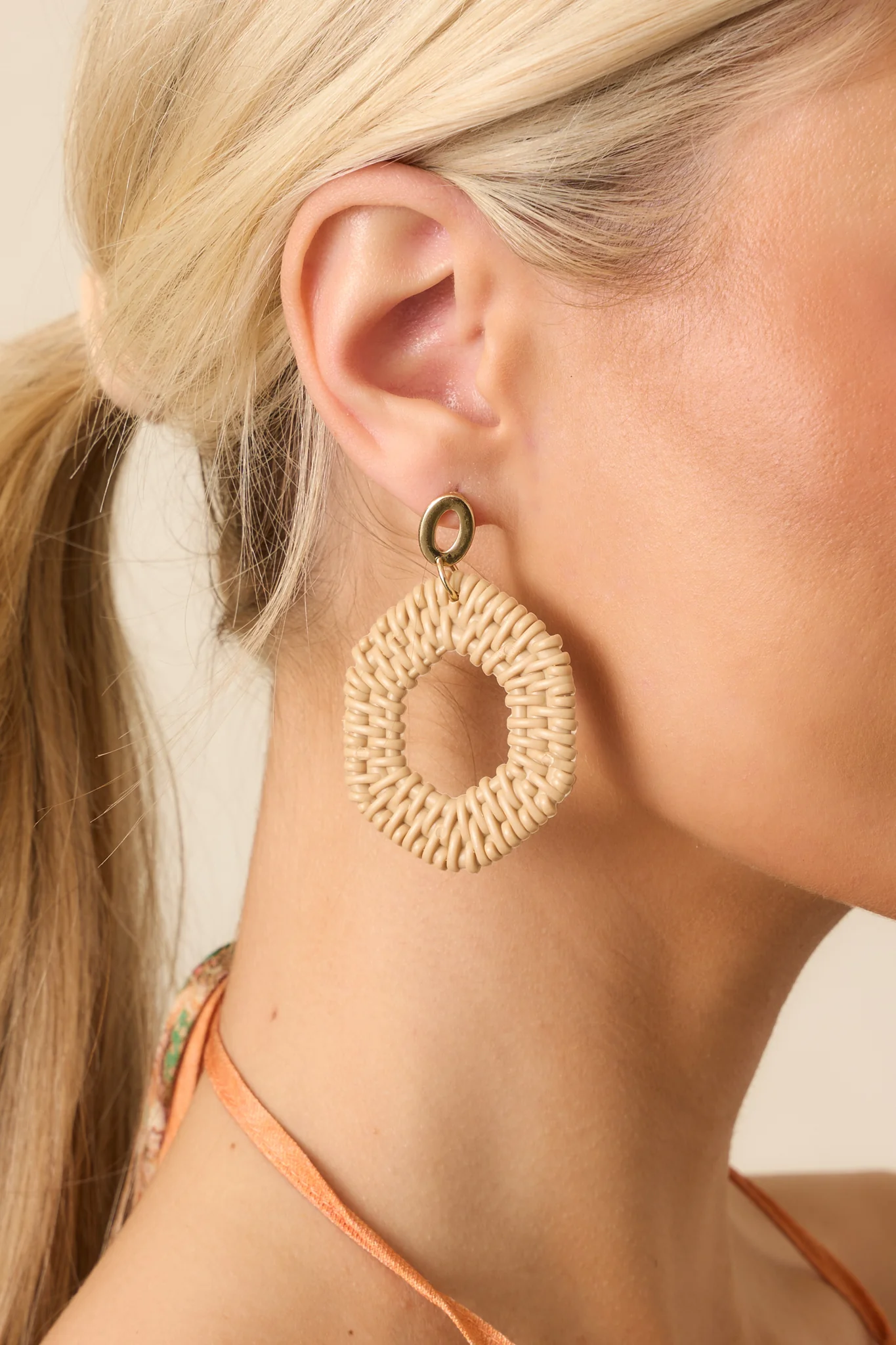 Nothing To Prove Beige Woven Statement Earrings