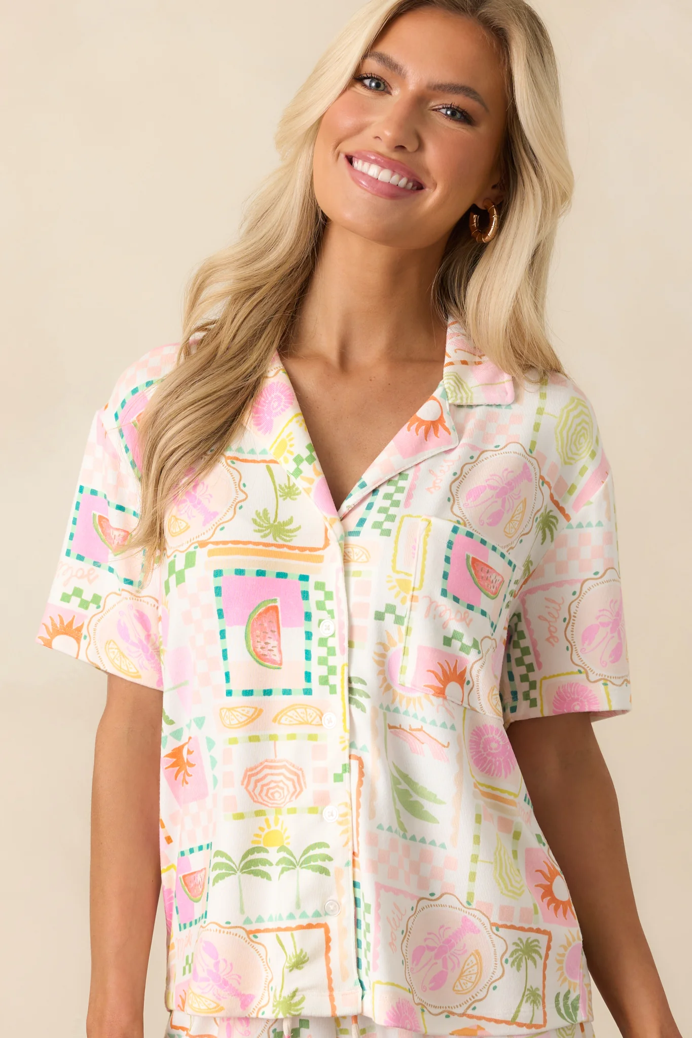 Z Supply White Tropical Print Beach Days Soleil Top