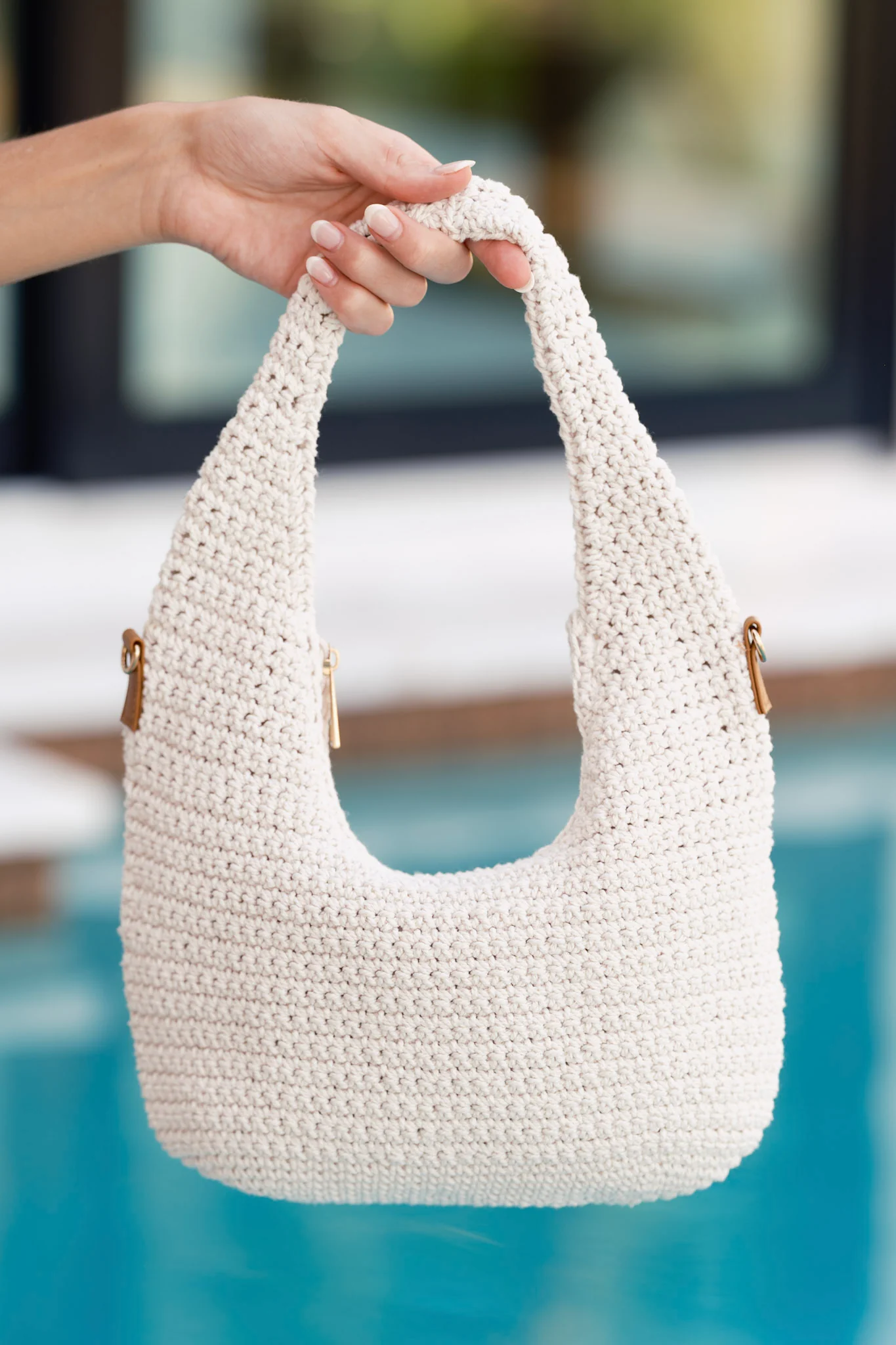 Never Let You Go Ivory Woven Crochet Handbag