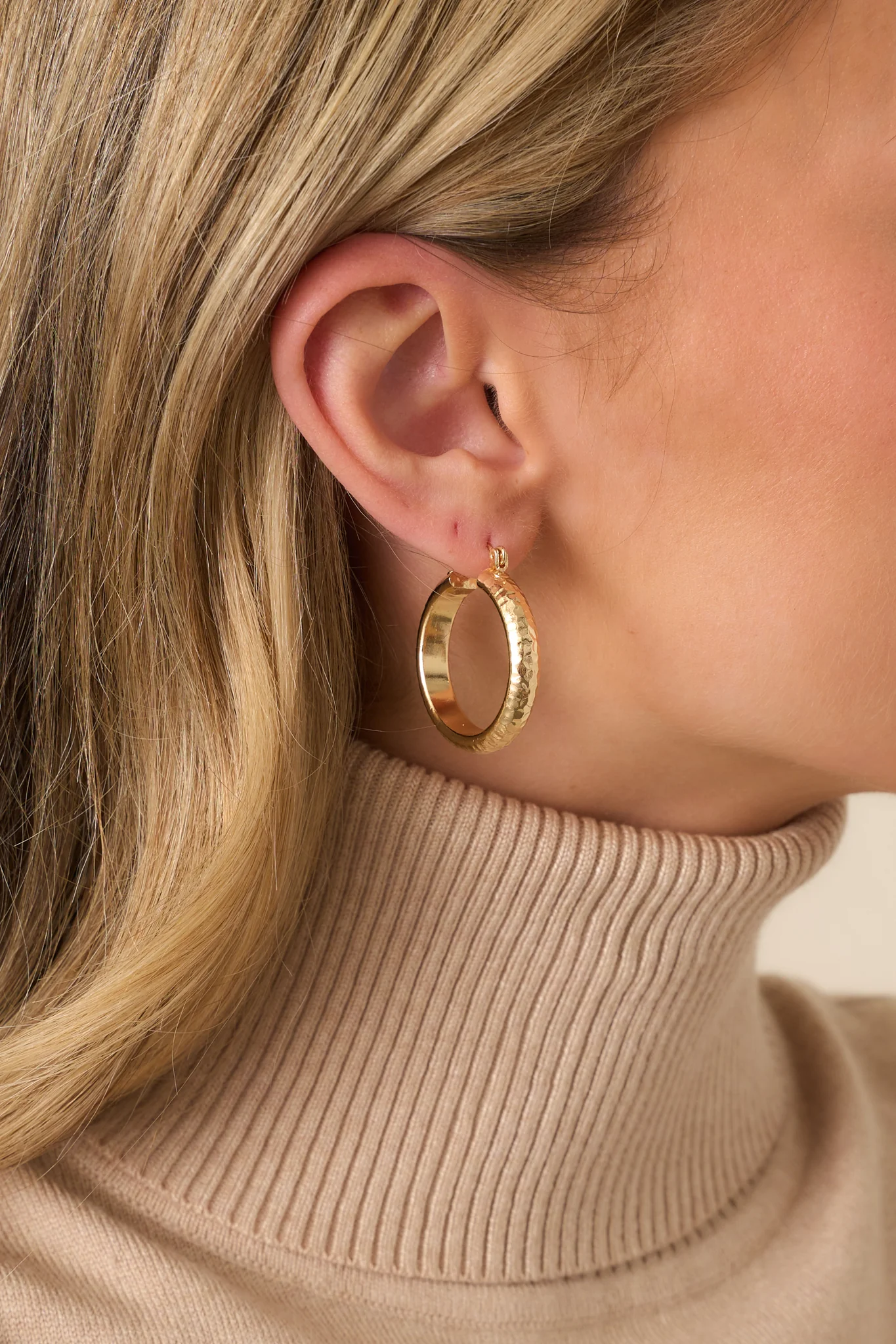 Never Underrated Hammered Gold Hoop Earrings