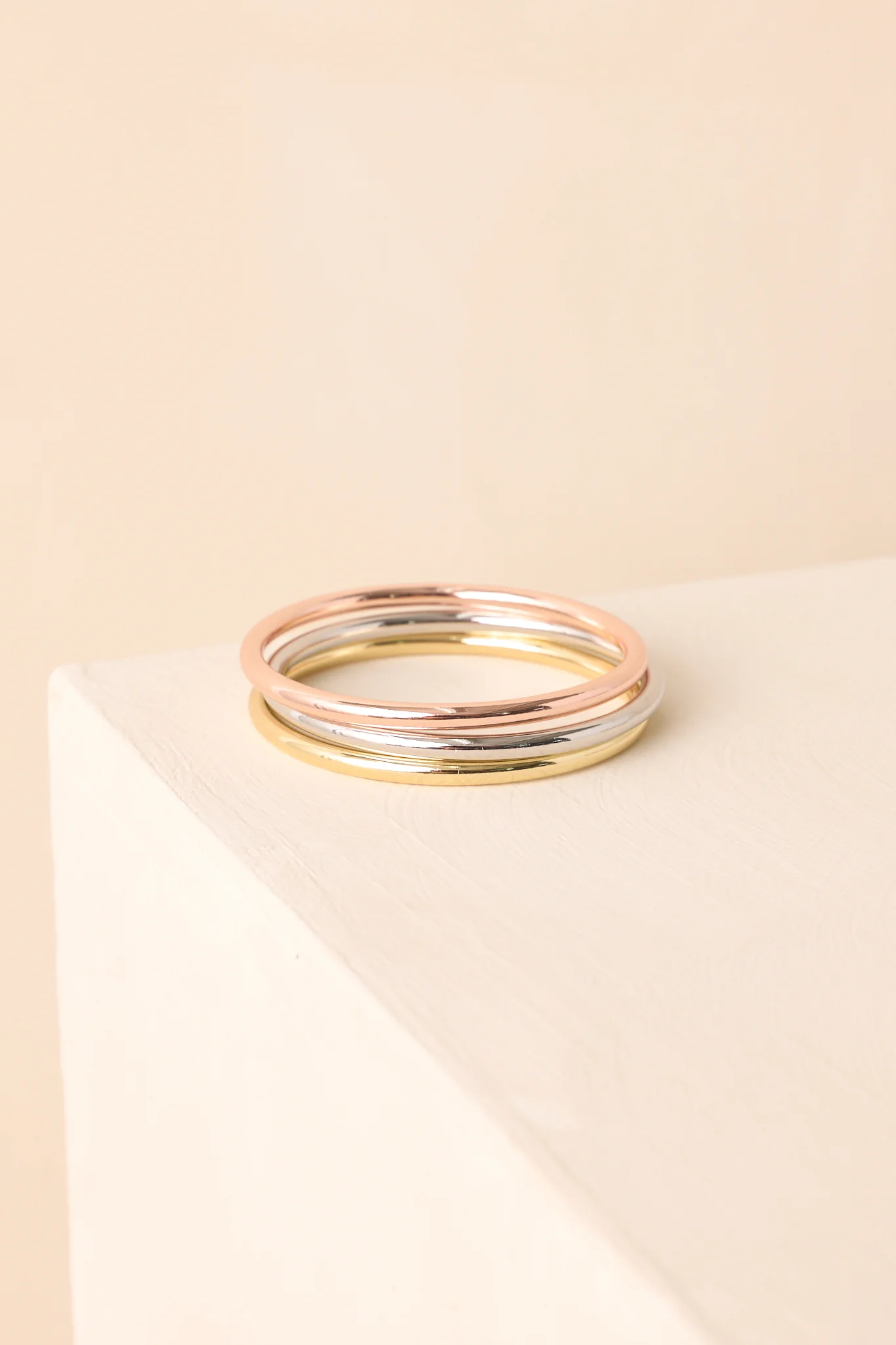 Still Thinking It Through Tri-Tone Bangle Bracelet Set