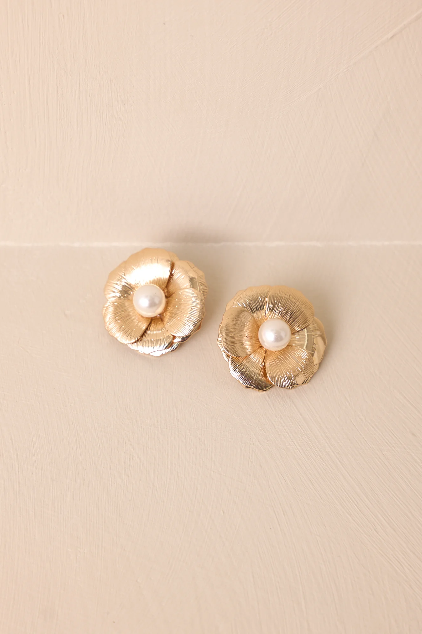 First Date Gold & Ivory Pearl Flower Earrings