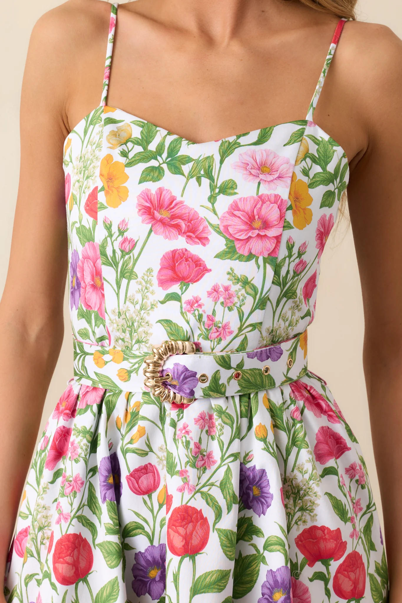 Lauren Secret Garden Floral Belted Cotton Midi Dress