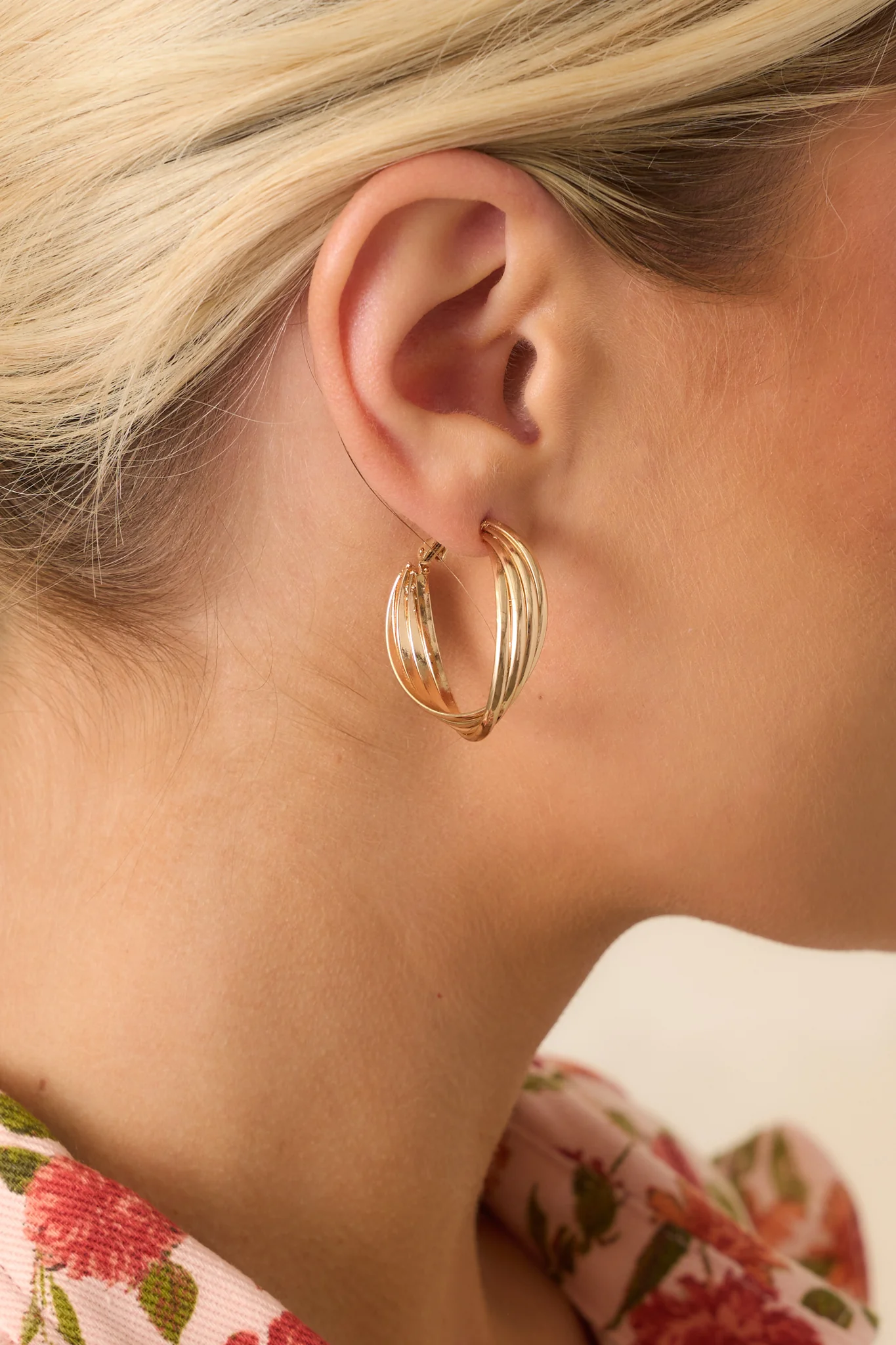 Golden Sunset Gold Twisted Hoop Earrings