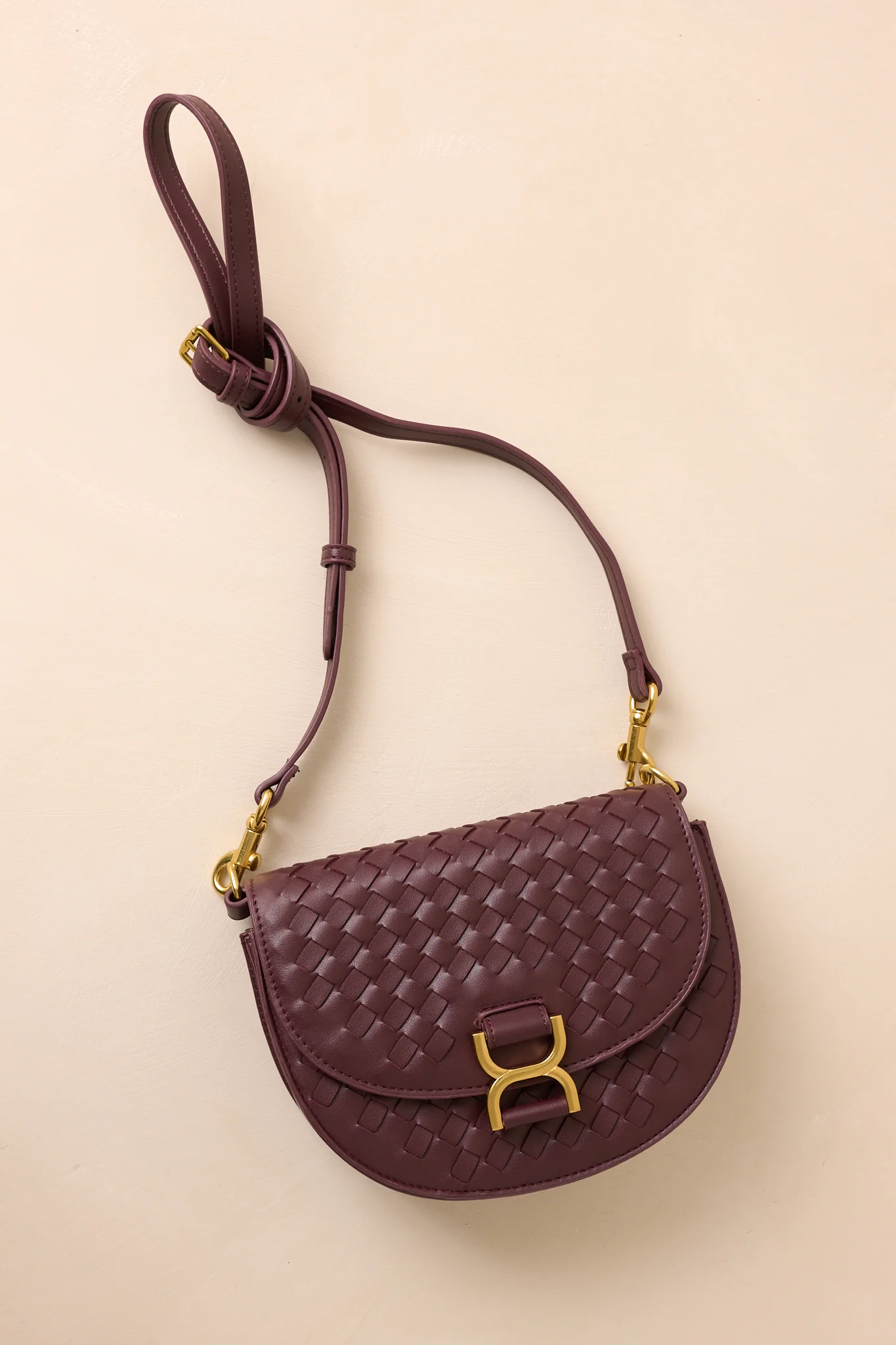 Tempest’s Call Burgundy Woven Faux Leather Handbag