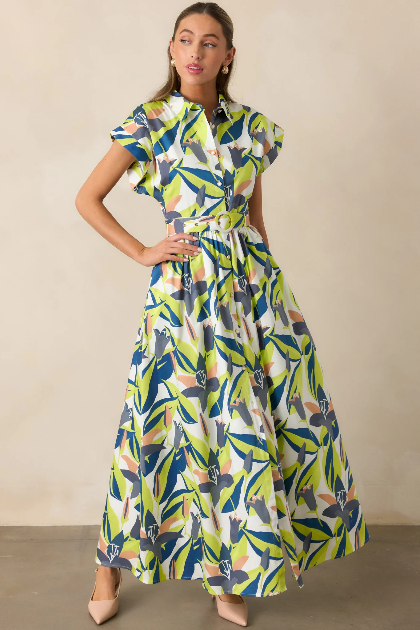 Prosperina Jocelyn Multi Floral Print Cotton Maxi Dress