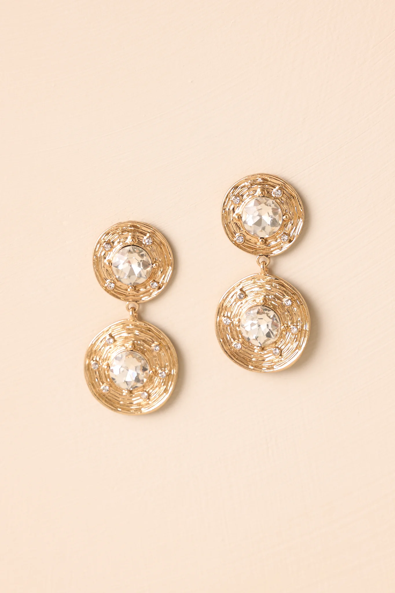 Night Out Gold & Rhinestone Drop Earrings