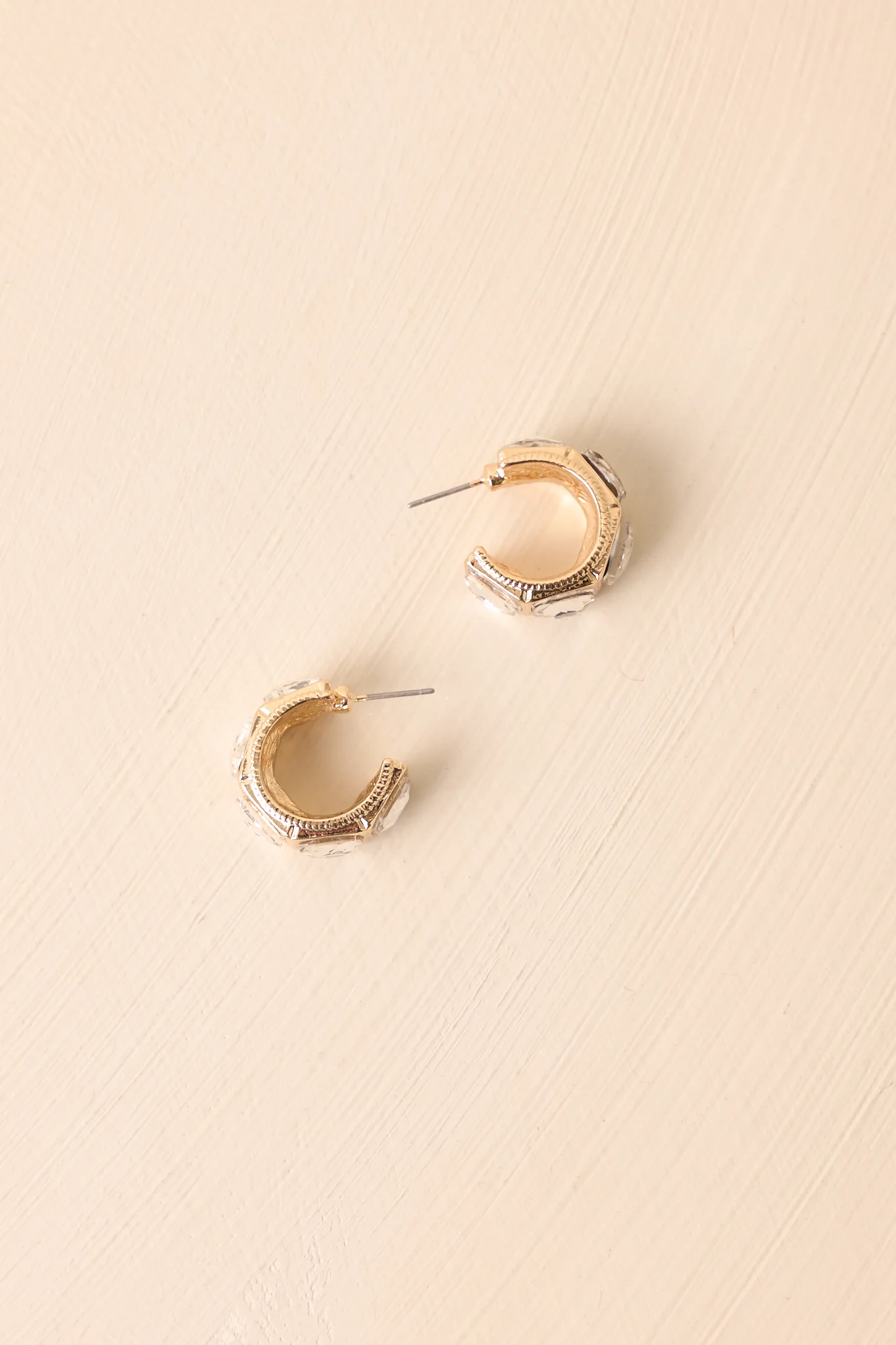 A Promise Kept Gold Rhinestone Embellished Hoop Earrings