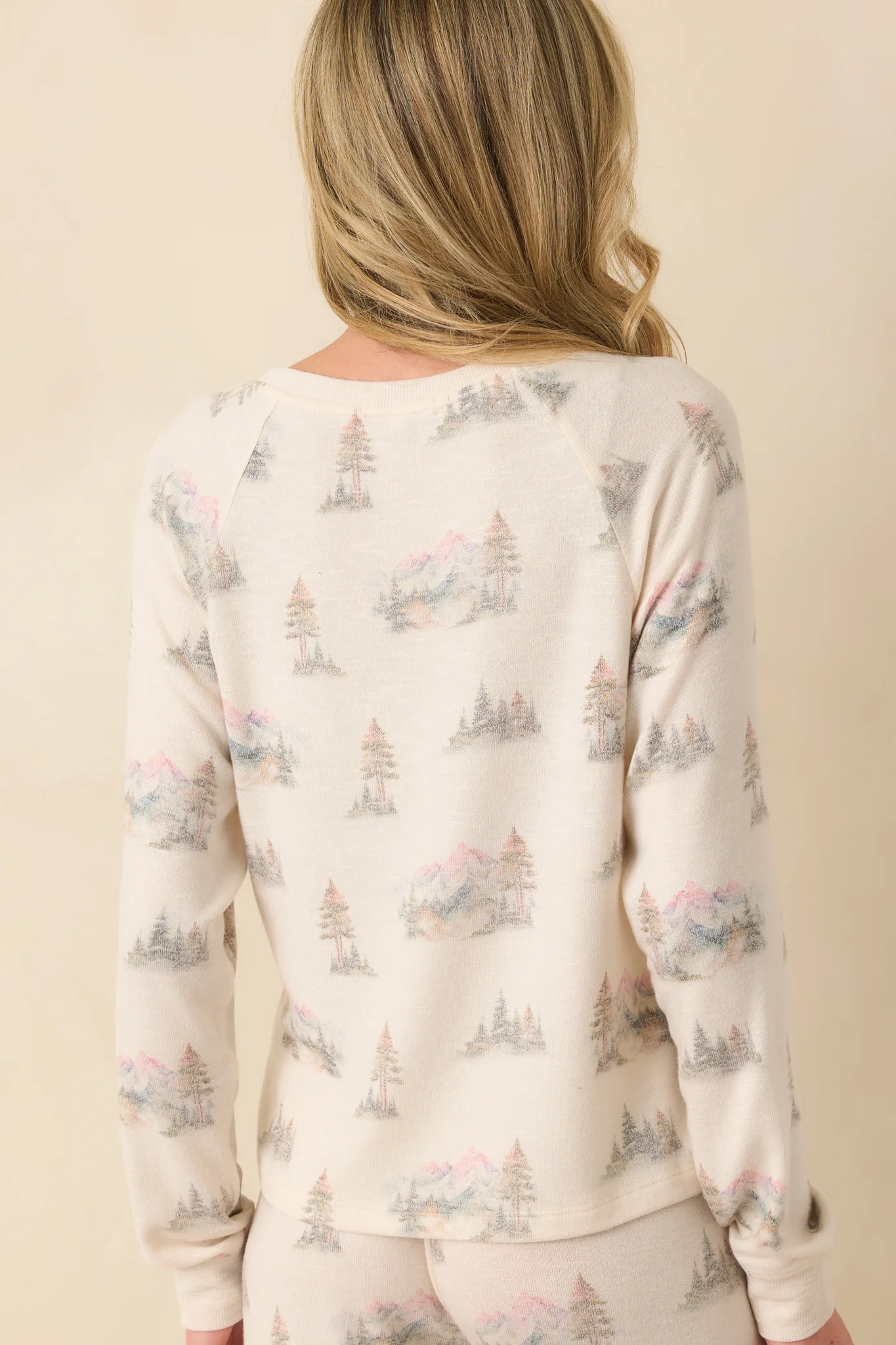 Z Supply Ivory Multi Print Maggie Camp Long Sleeve Top