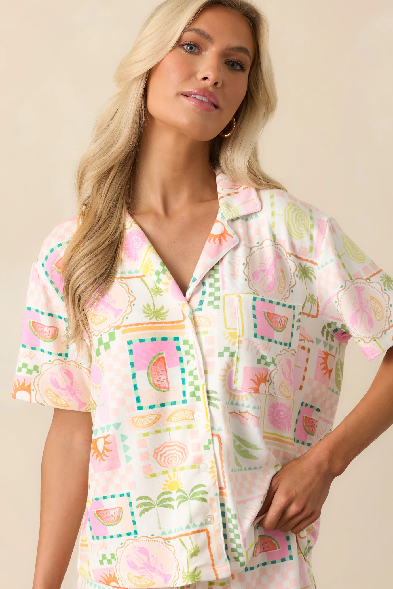 Z Supply White Tropical Print Beach Days Soleil Top