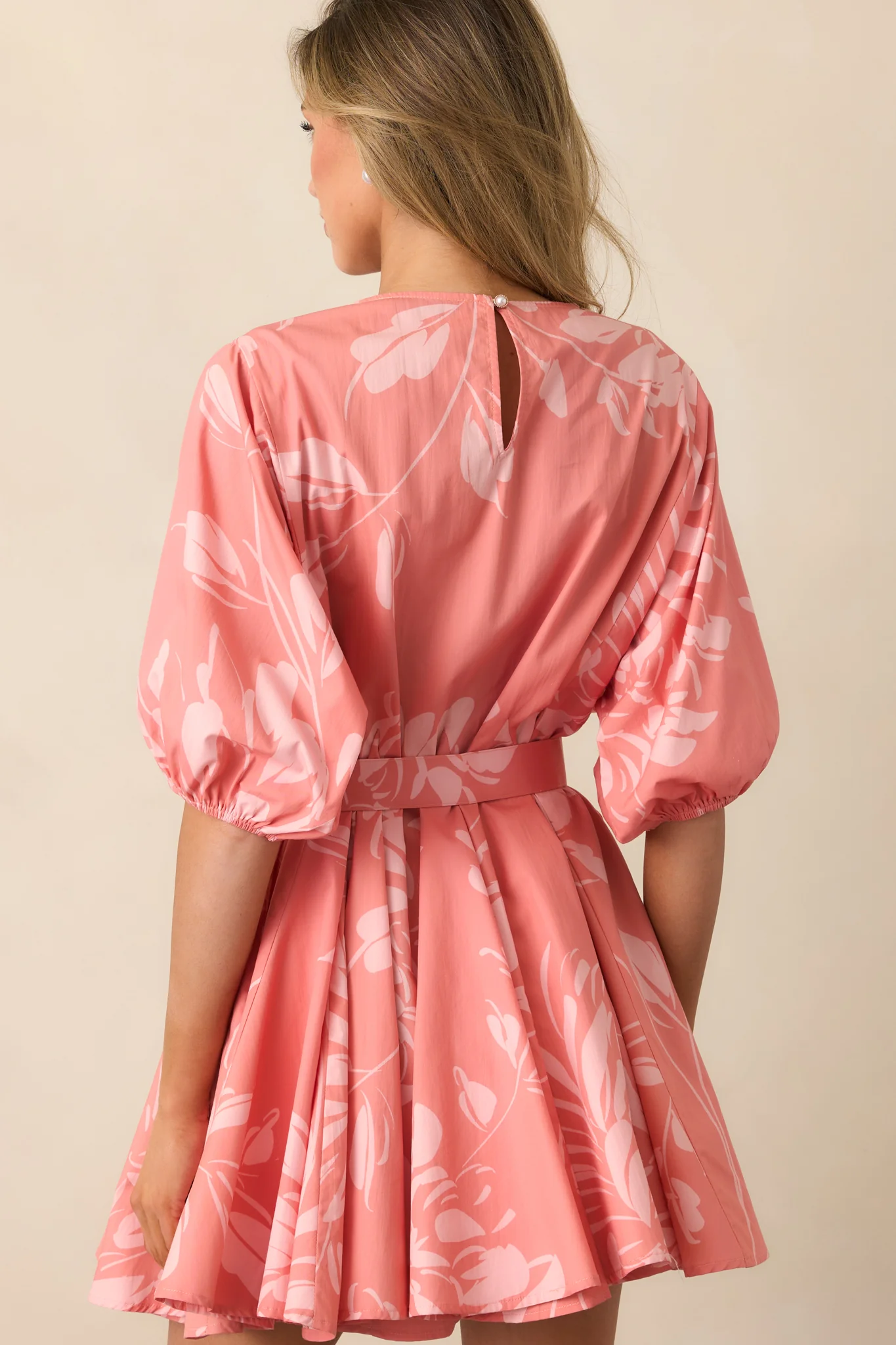 Prosperina Fallon Rose Pink Floral Print Cotton Swing Dress