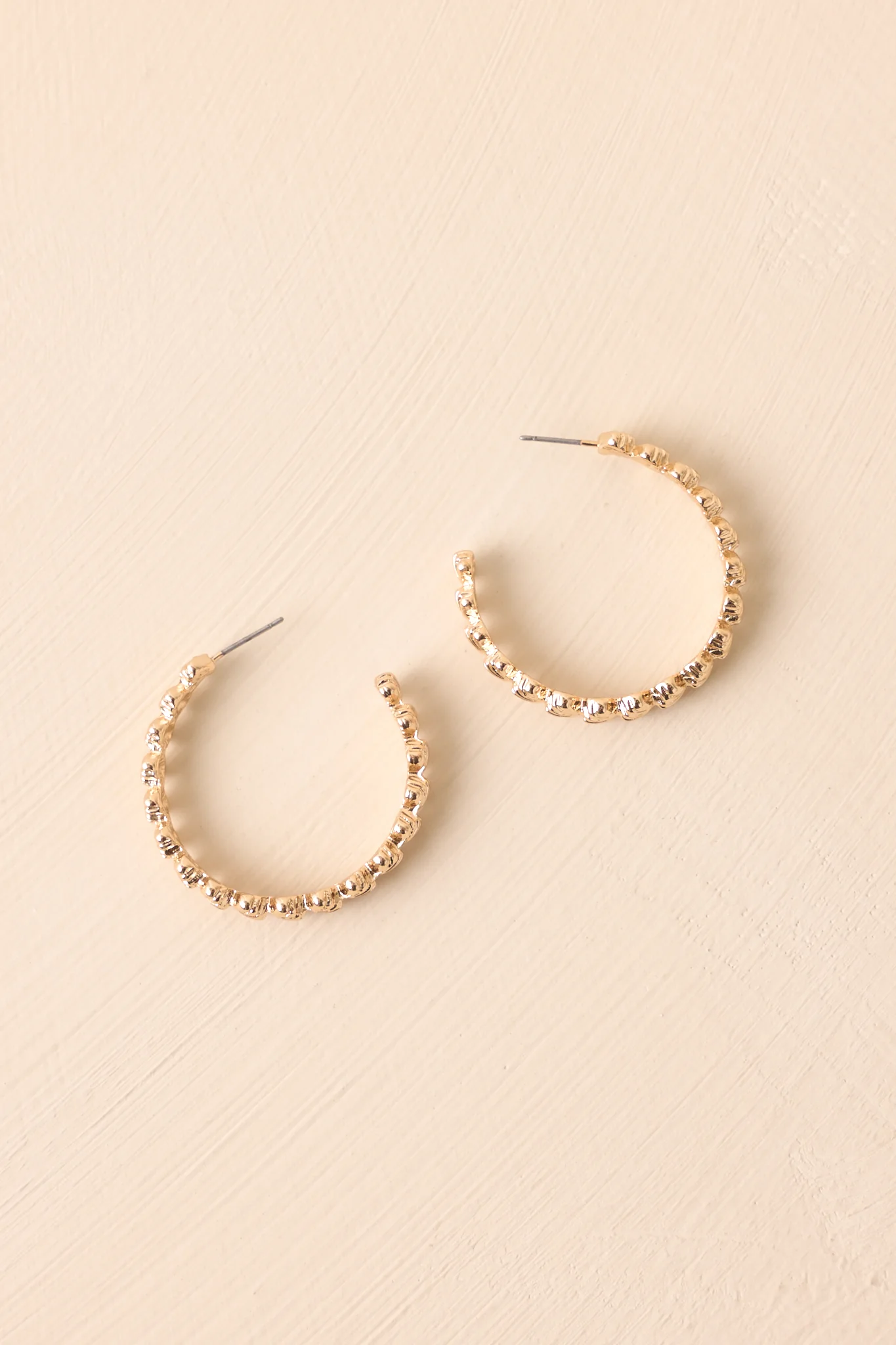 Let The Tide Take It Gold Textured Seashell Hoop Earrings