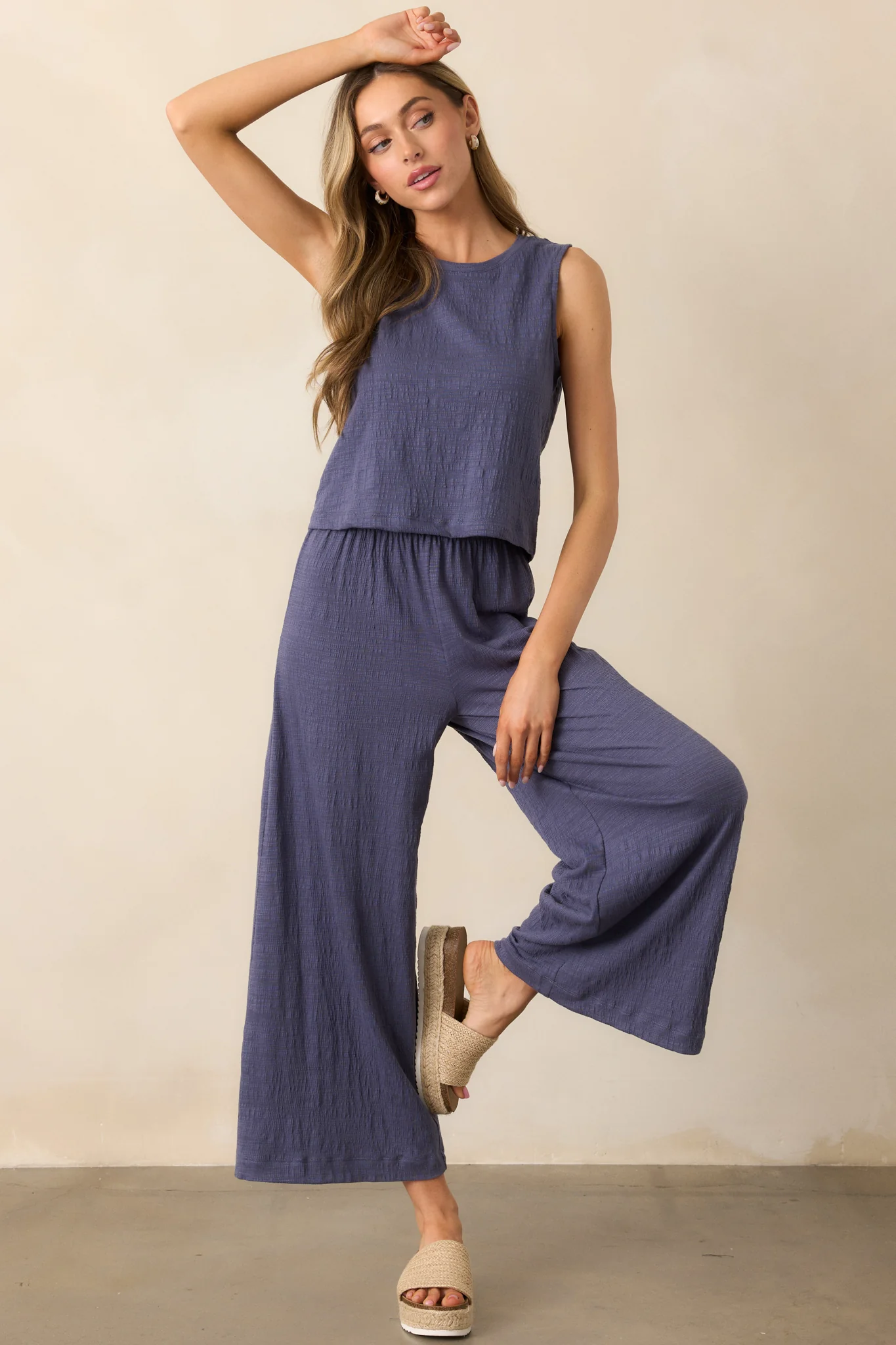 Z Supply Worn Blue Sloane Textured Slub Top