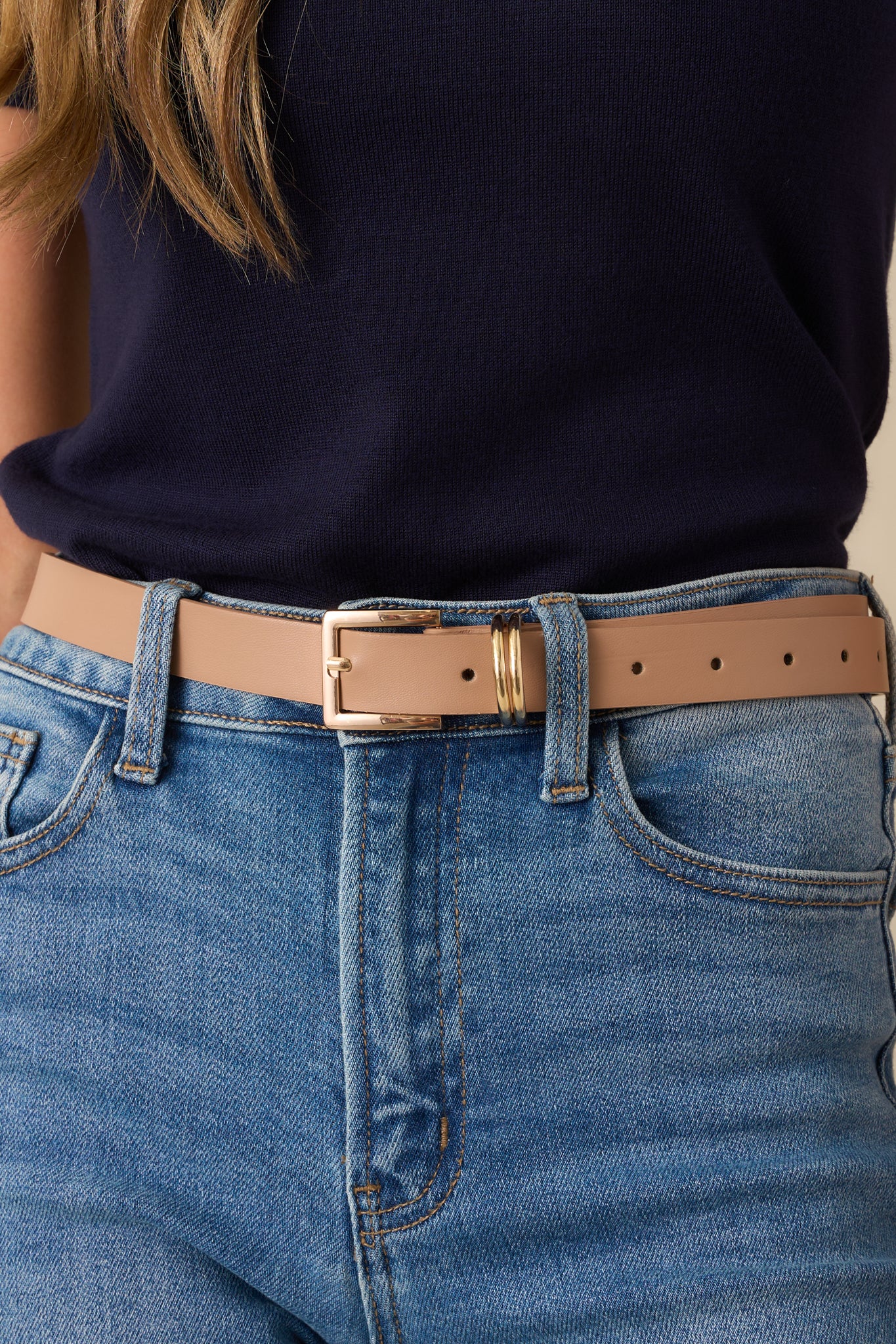 Thought You’d Notice Beige Faux Leather Belt