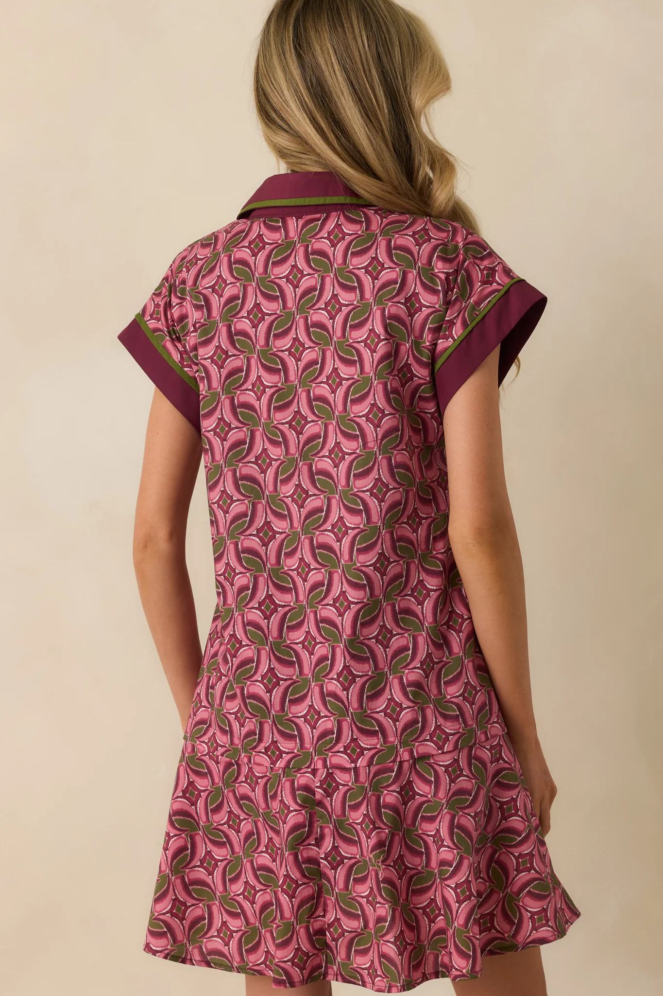 Always Knew It Light Mauve Geometric Print Cotton Mini Dress