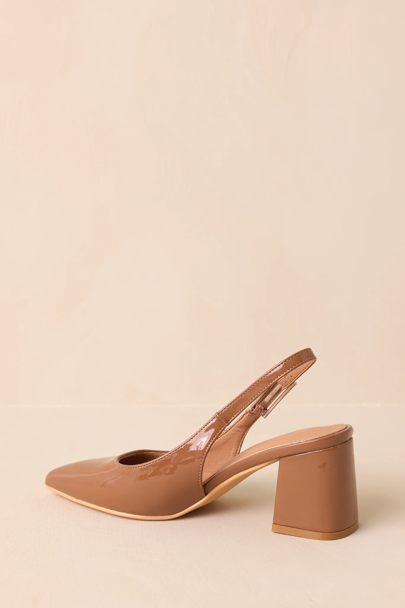 Cloud Nine Nights Camel Brown Patent Slingback Block Heels