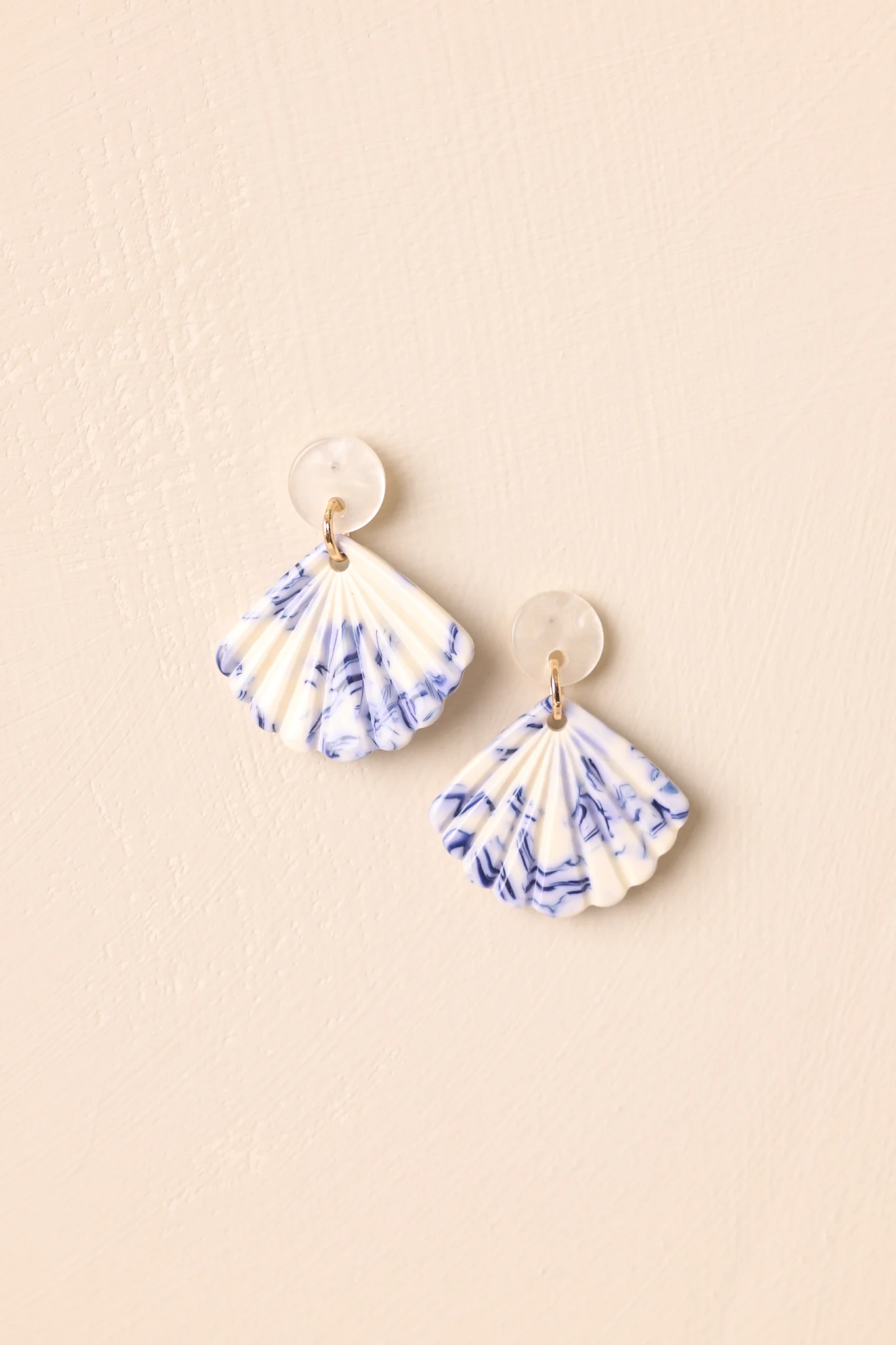 By The Coast Ivory & Blue Seashell Drop Earrings
