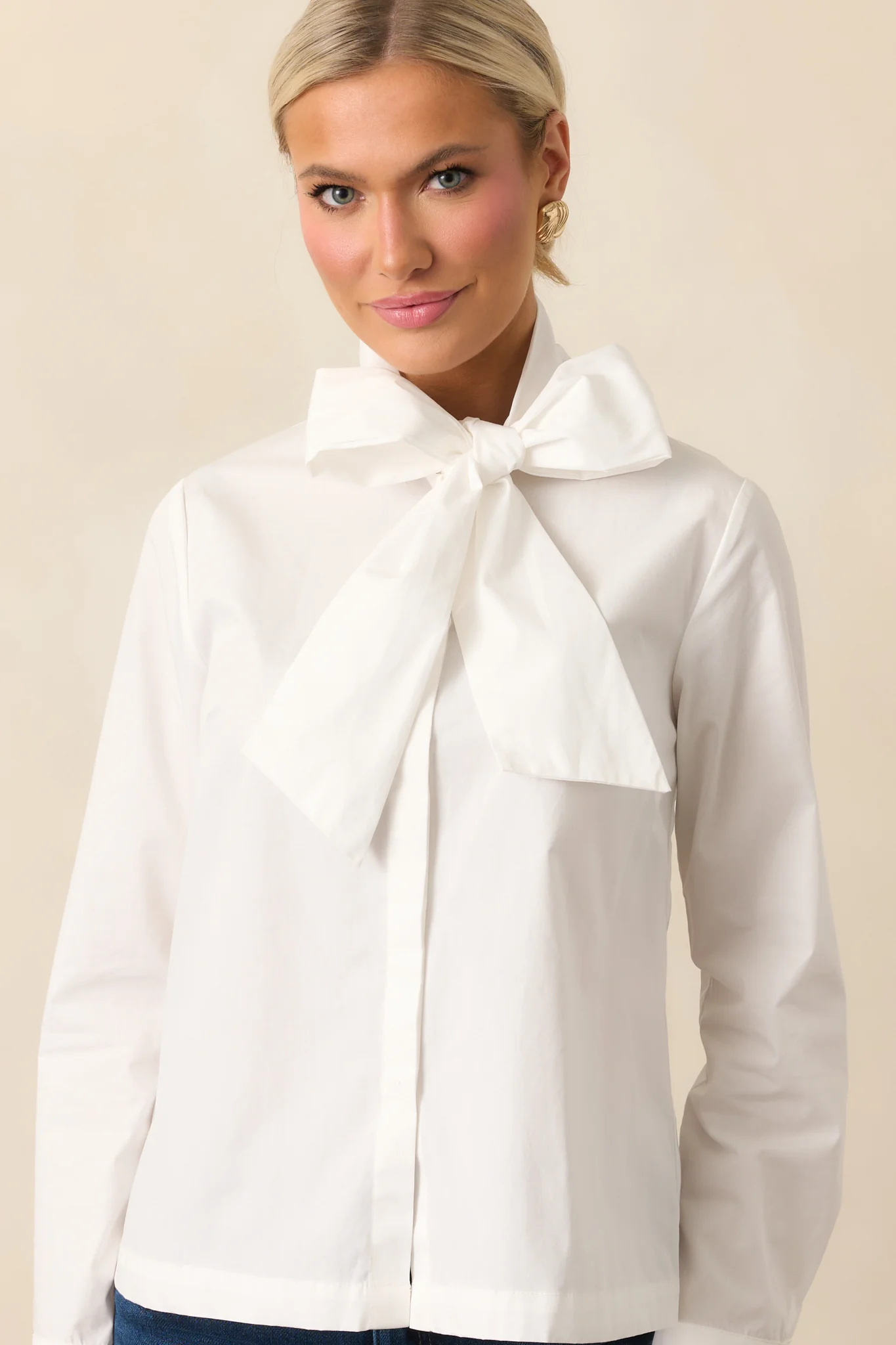 Prosperina Wilshire White Cotton Bow Top