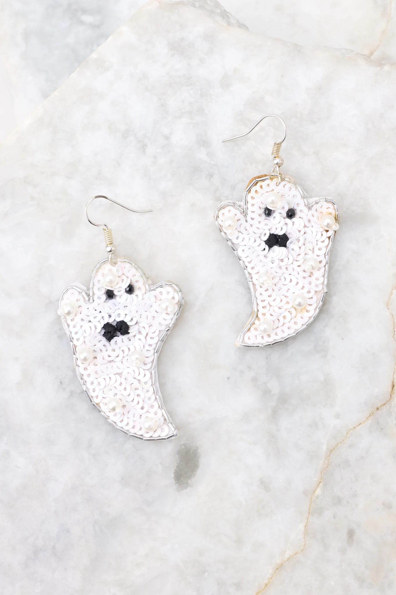 Trick Or Treat White Ghost Beaded Earrings