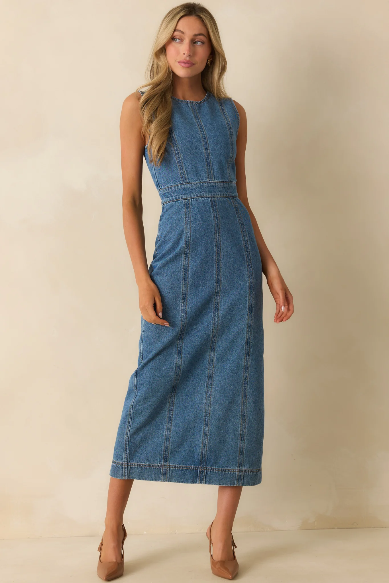Staple The Label Medium Wash Cotton Maverick Denim Dress