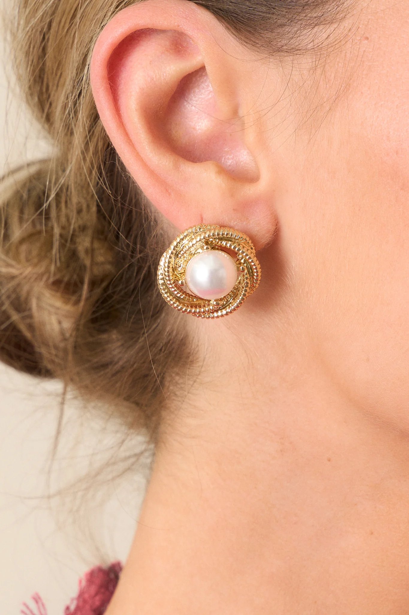 Quiet Lament Gold & Ivory Textured Earrings