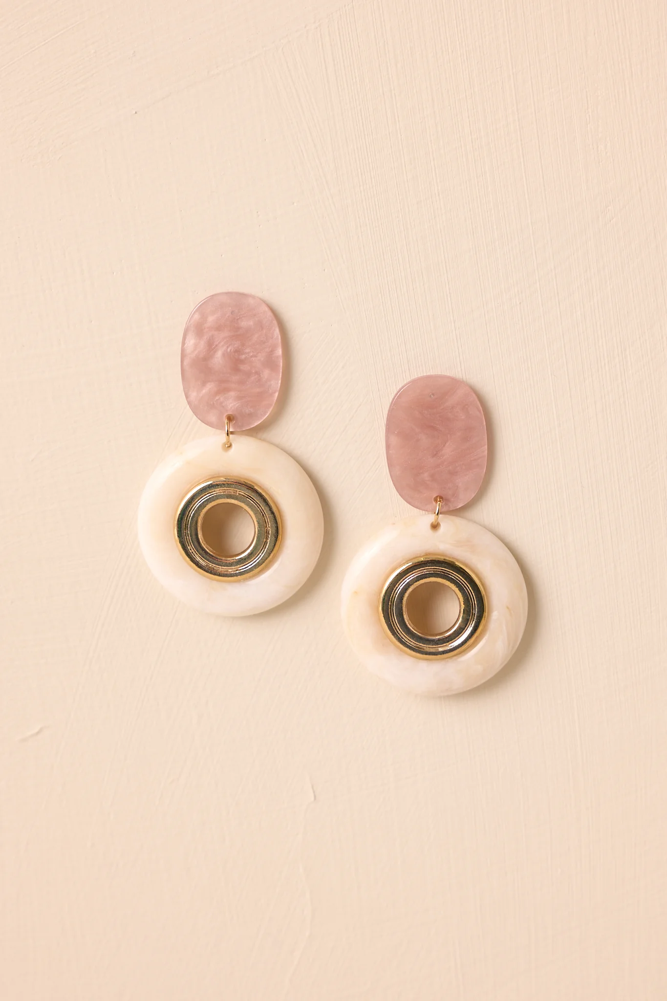Blush Hour Light Pink Pearlescent Drop Earrings
