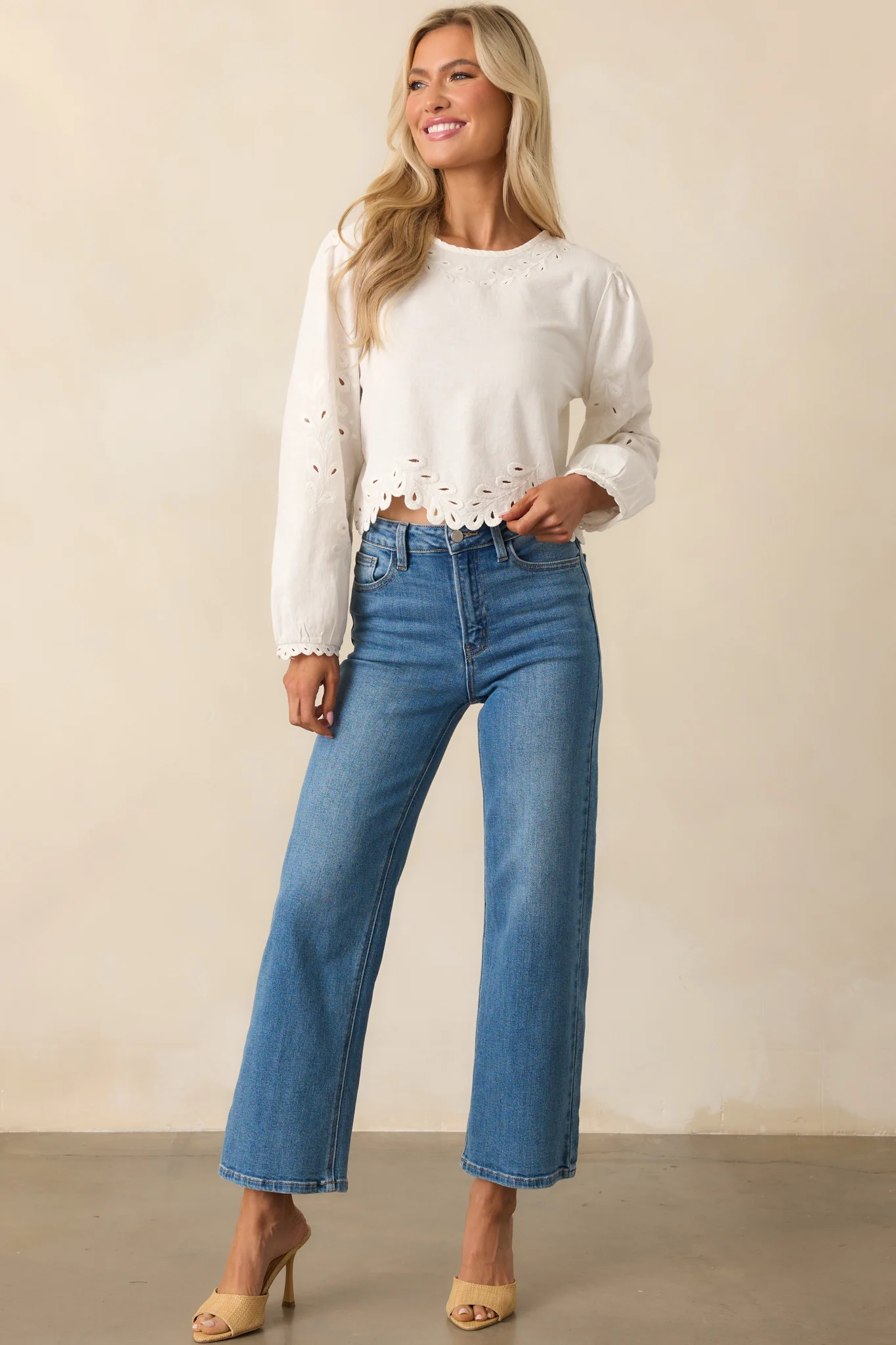 Z Supply White Ambroise Embroidered Linen Top