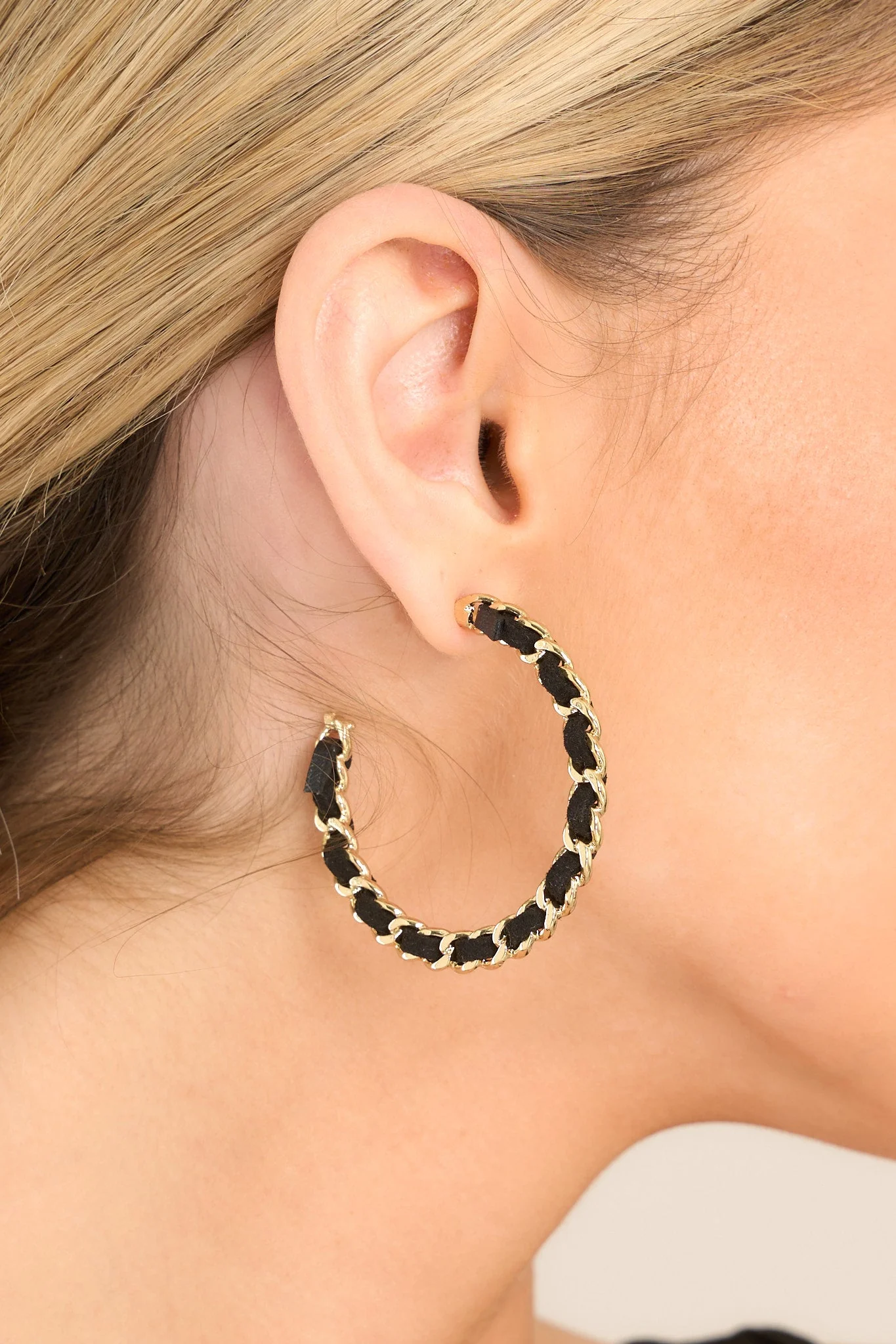 Not Afraid Black & Gold Hoop Earrings