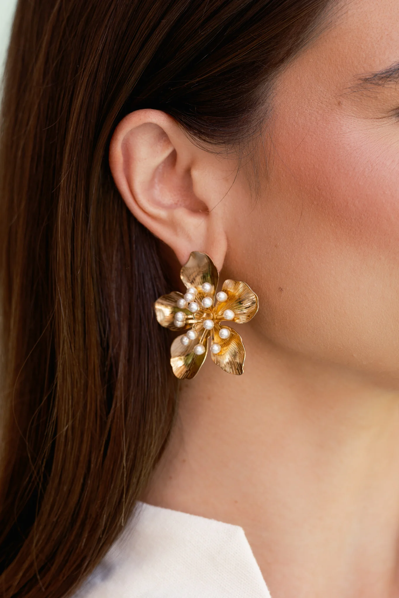 Conquer The World Textured Gold Flower Earrings