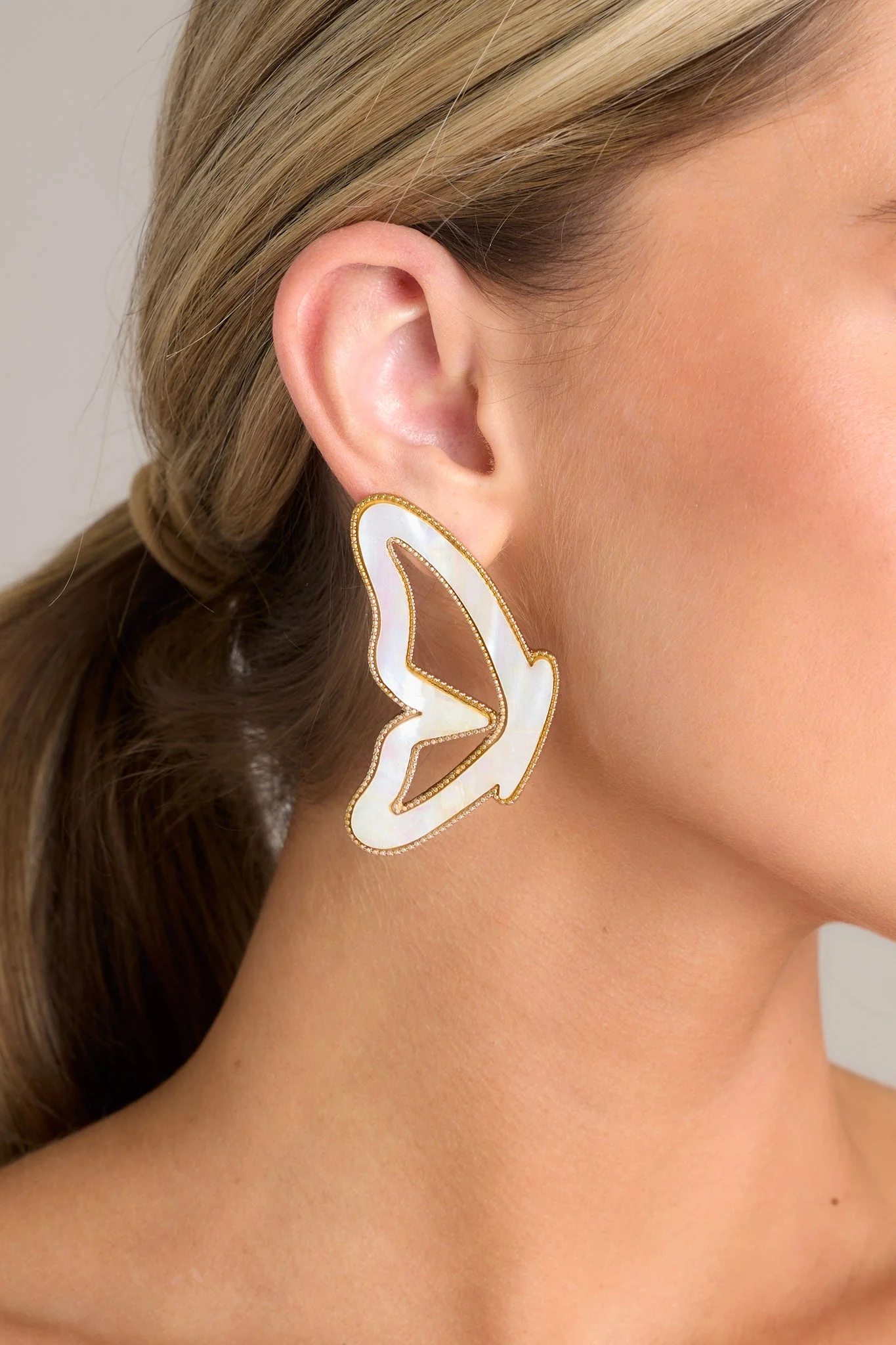 Enchanted Flutter Iridescent White Butterfly Earrings