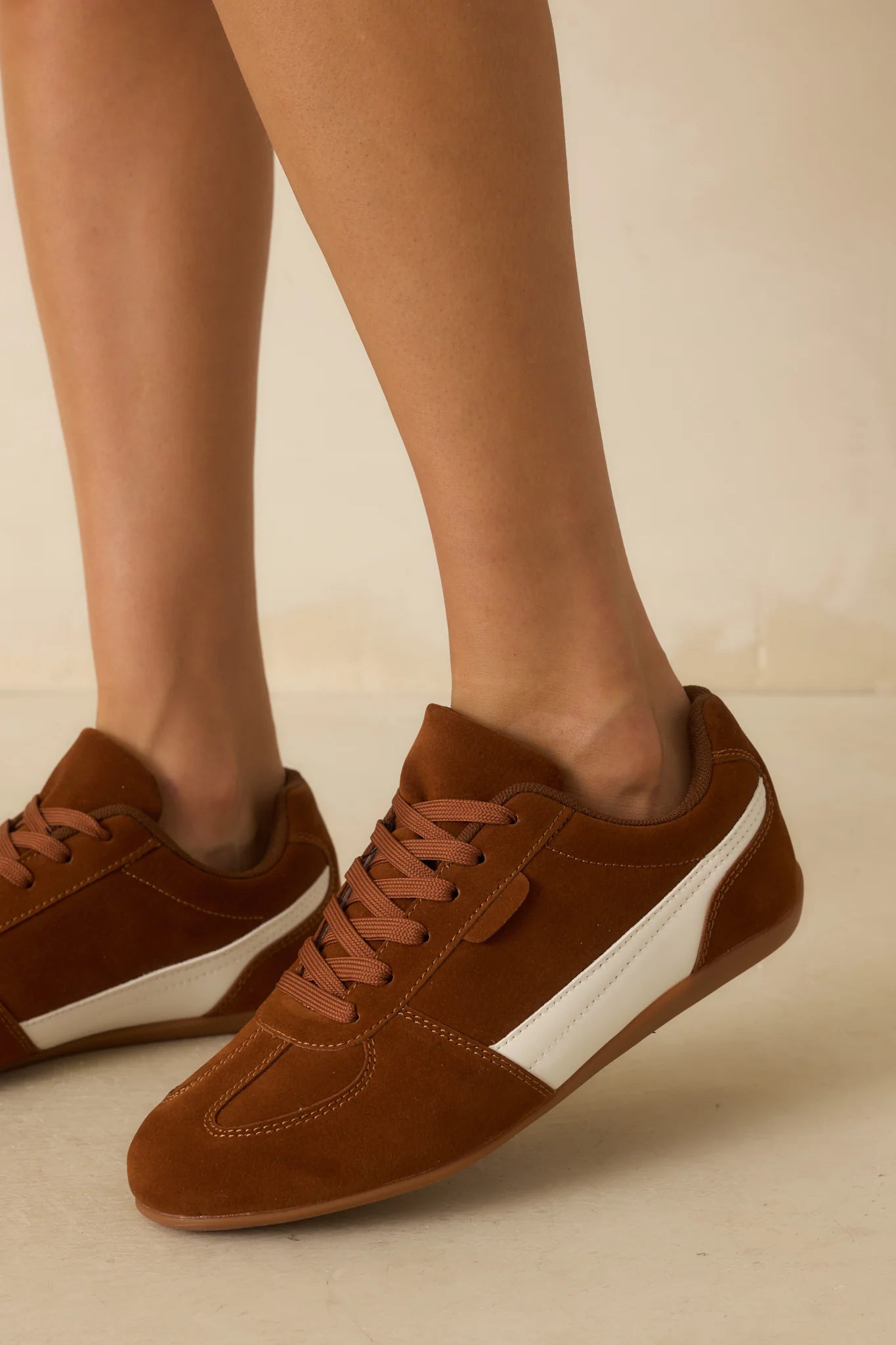 Never Missed A Step Brown Faux Suede Sneakers