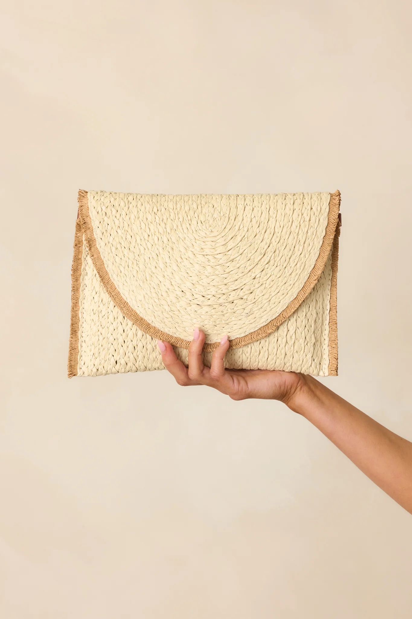 Meet Me At The Lighthouse Ivory Raffia Woven Clutch Handbag