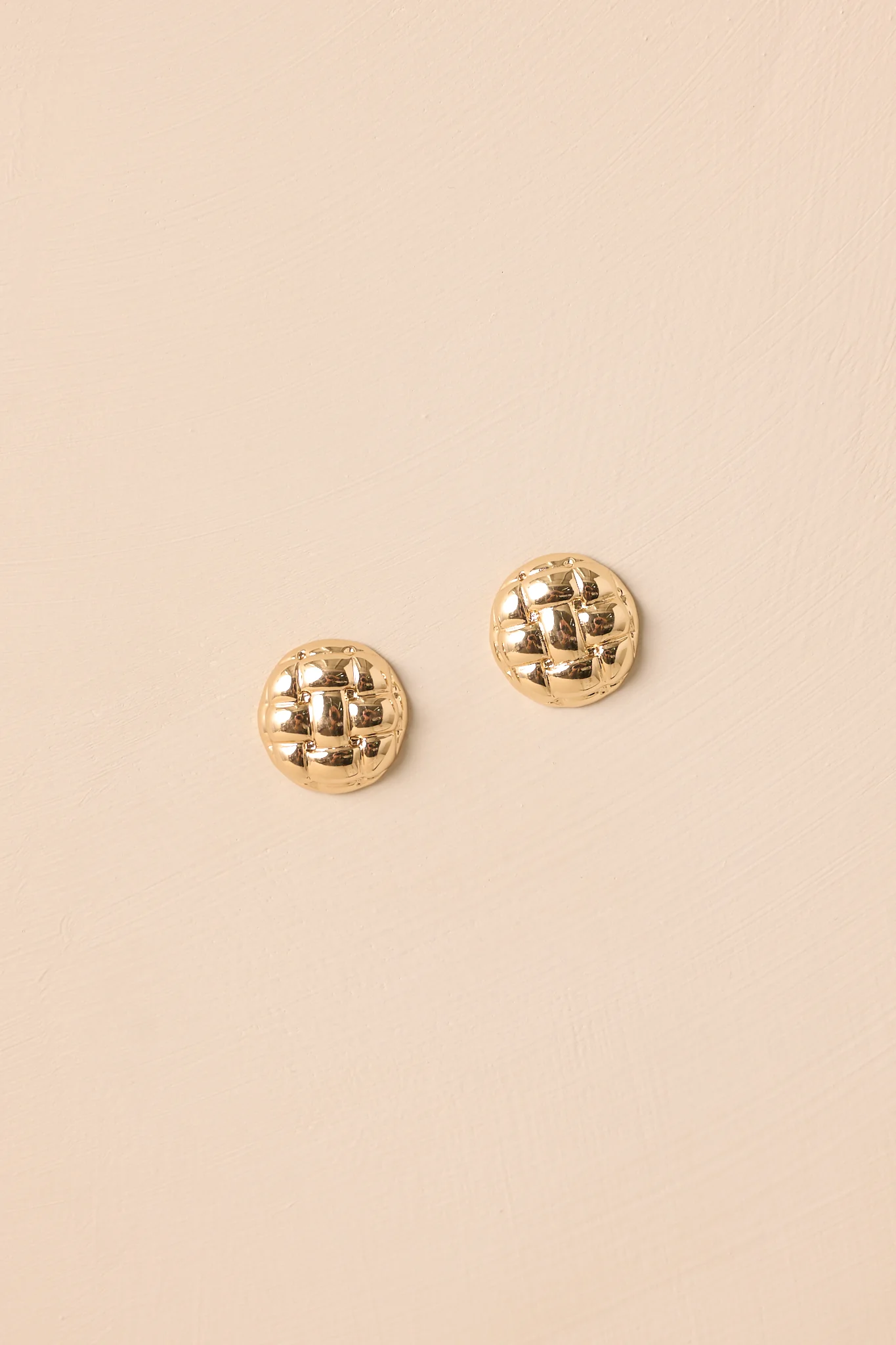 Grace Comes Easy Gold Woven Textured Circle Stud Earrings