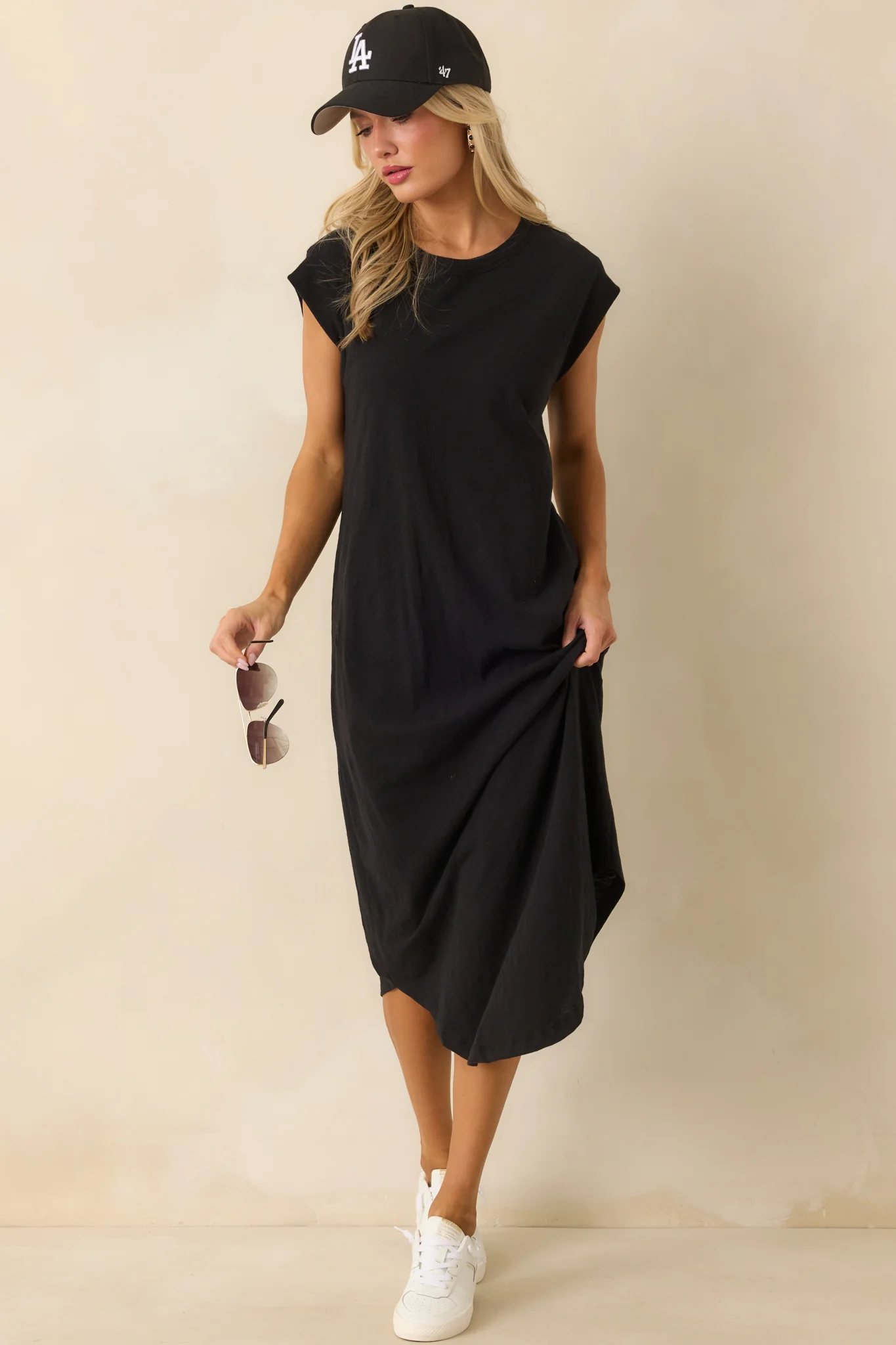 Z Supply Black Cotton Calabasas Midi Dress