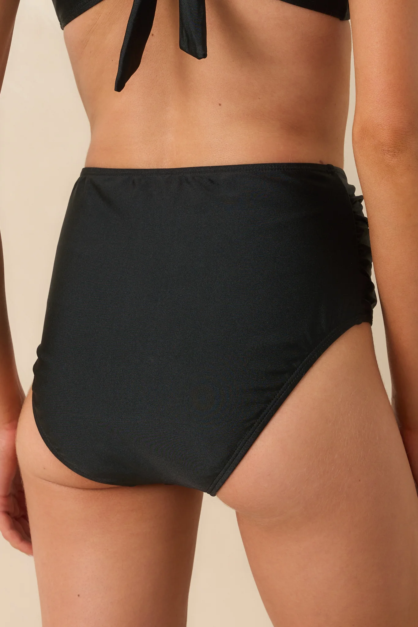 The Sun Is Shining Black High Waisted Ruched Bikini Bottoms