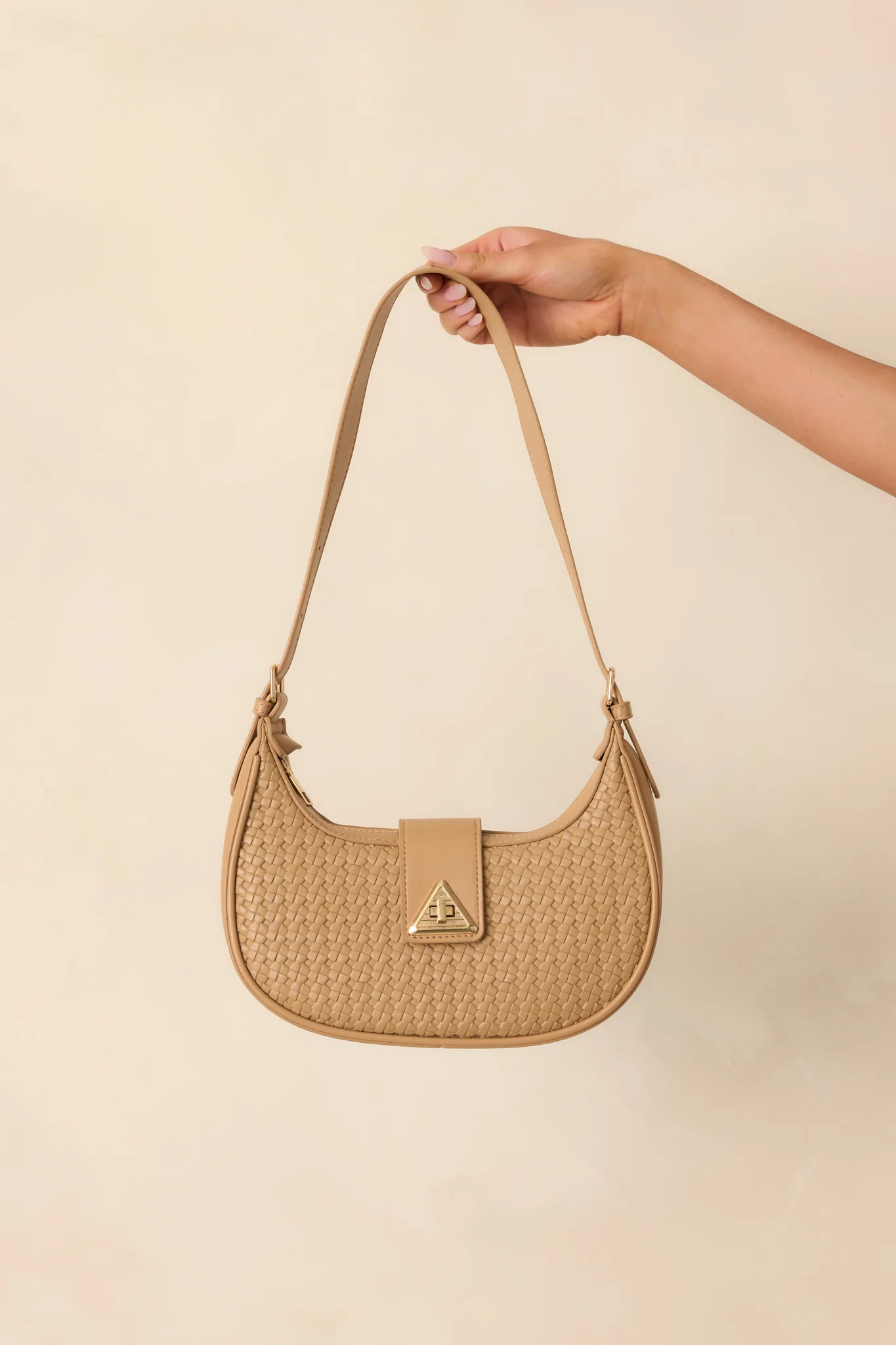 Trust Me On This One Beige Woven Faux Leather Handbag