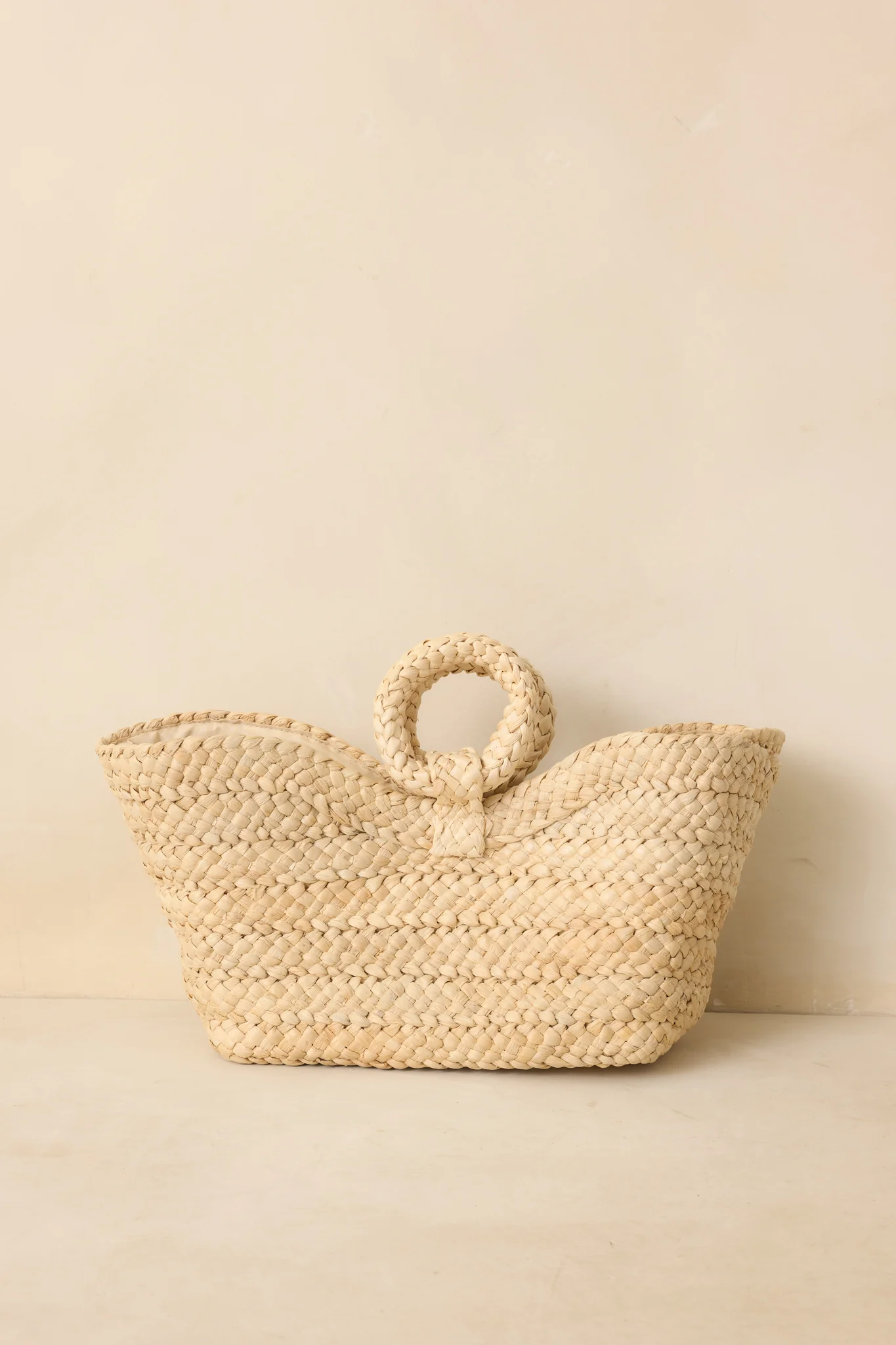 Stop And Smell The Roses Ivory Raffia Woven Tote Handbag